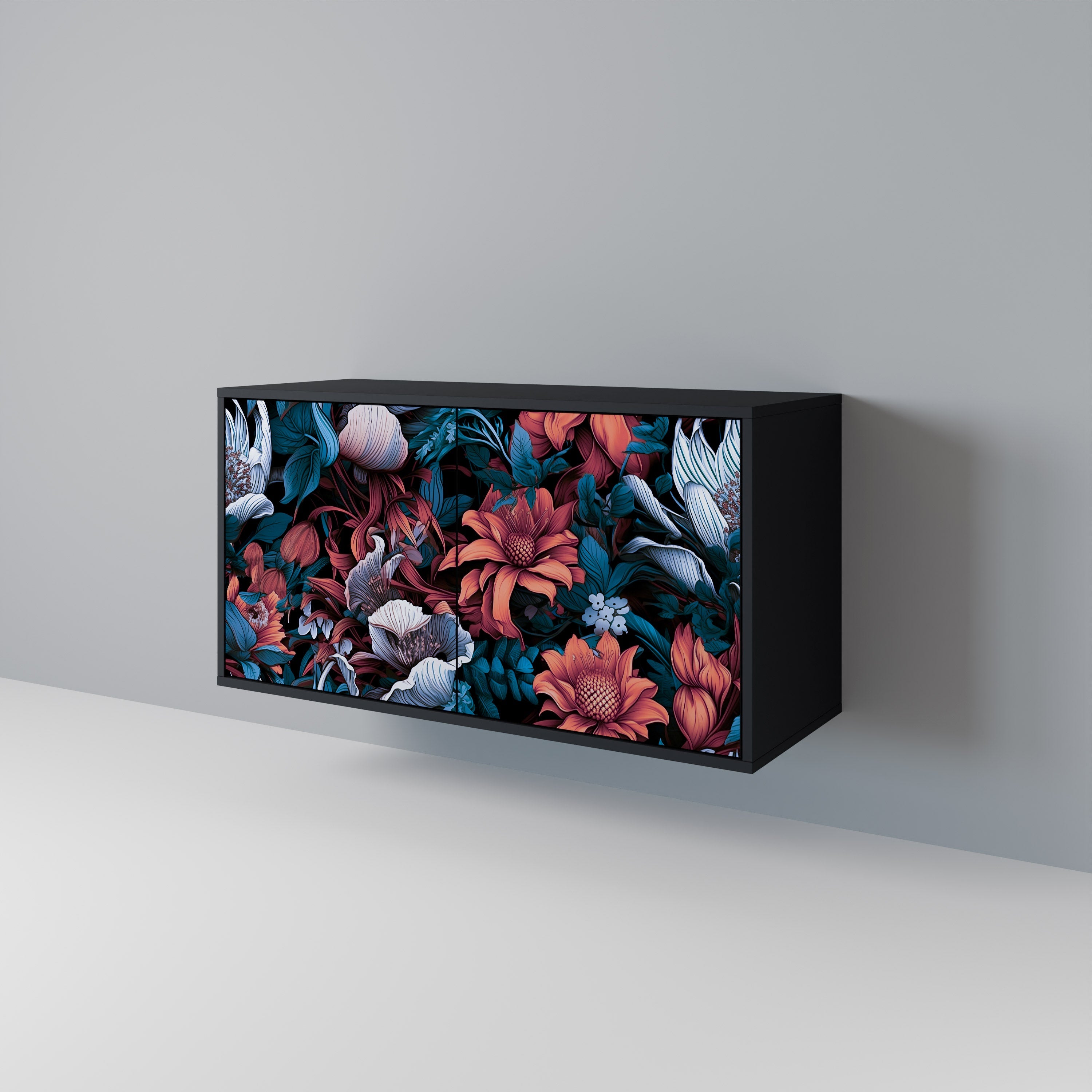Buffet 2 portes ETHEREAL BLOSSOMS finition noire