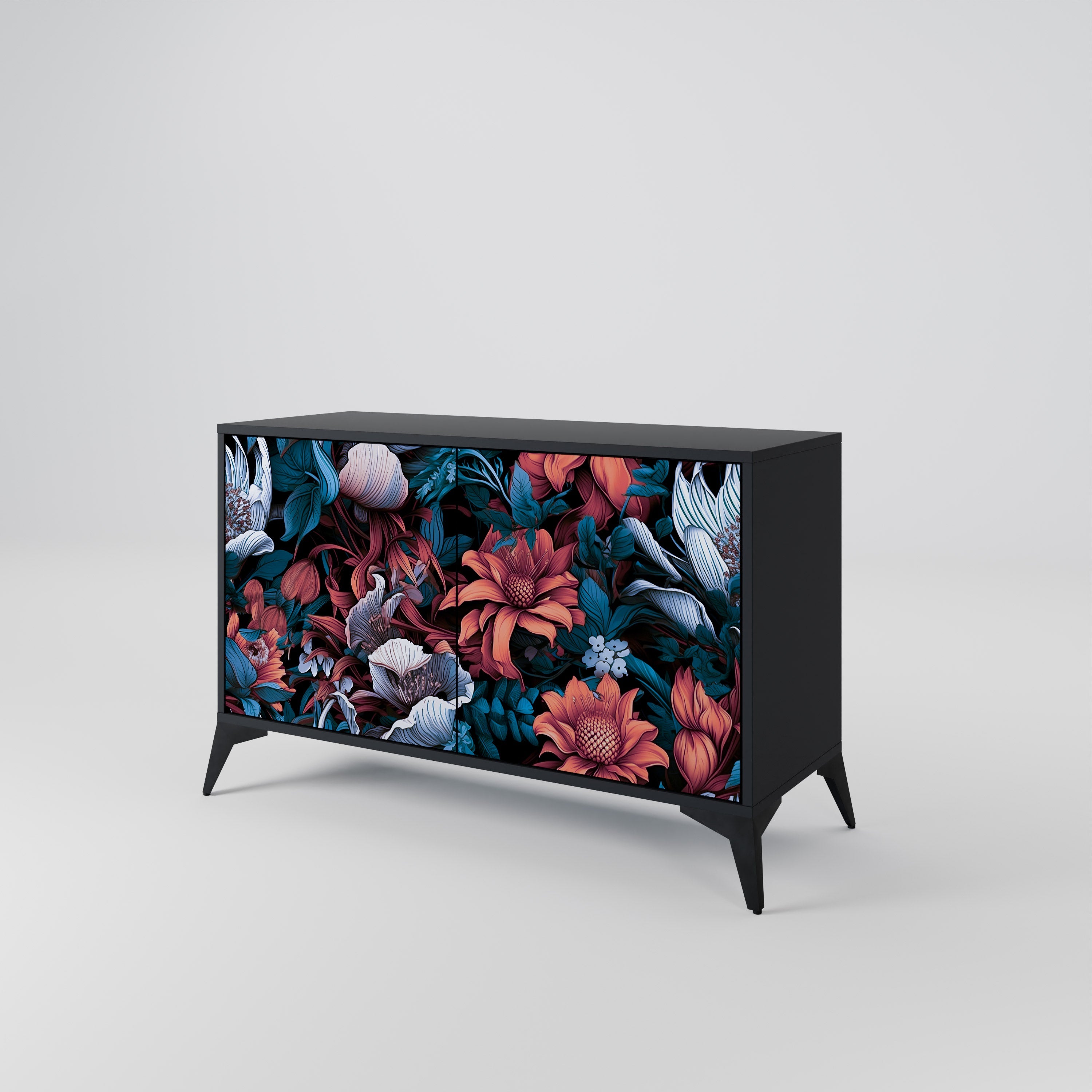 Buffet 2 portes ETHEREAL BLOSSOMS finition noire