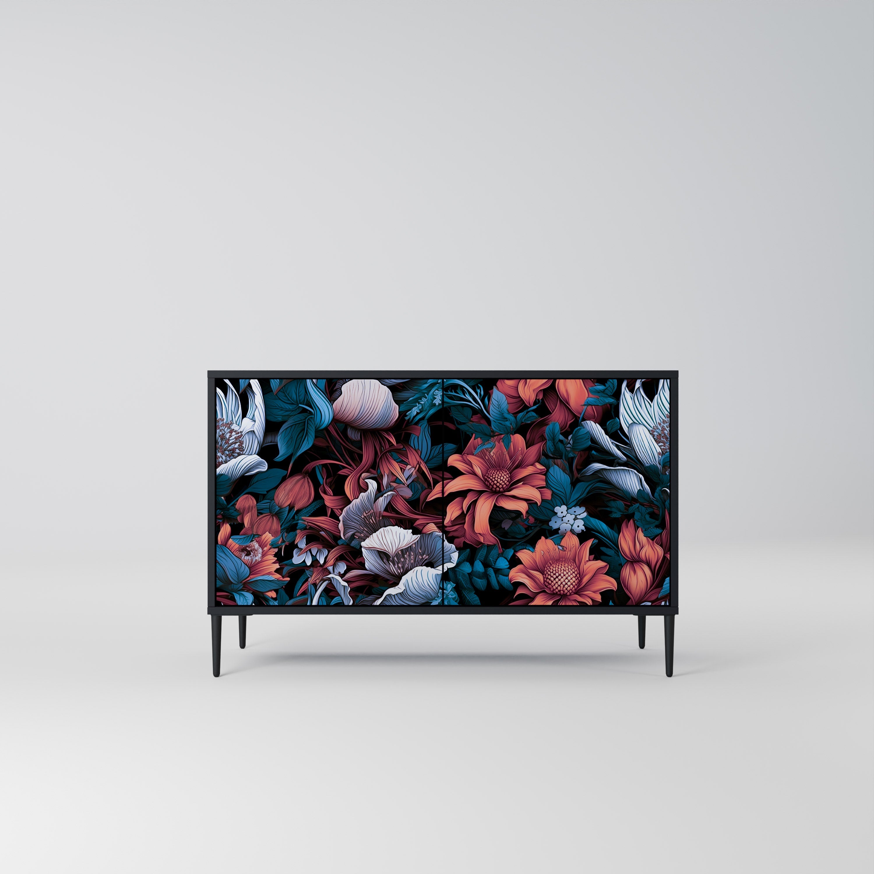 Buffet 2 portes ETHEREAL BLOSSOMS finition noire