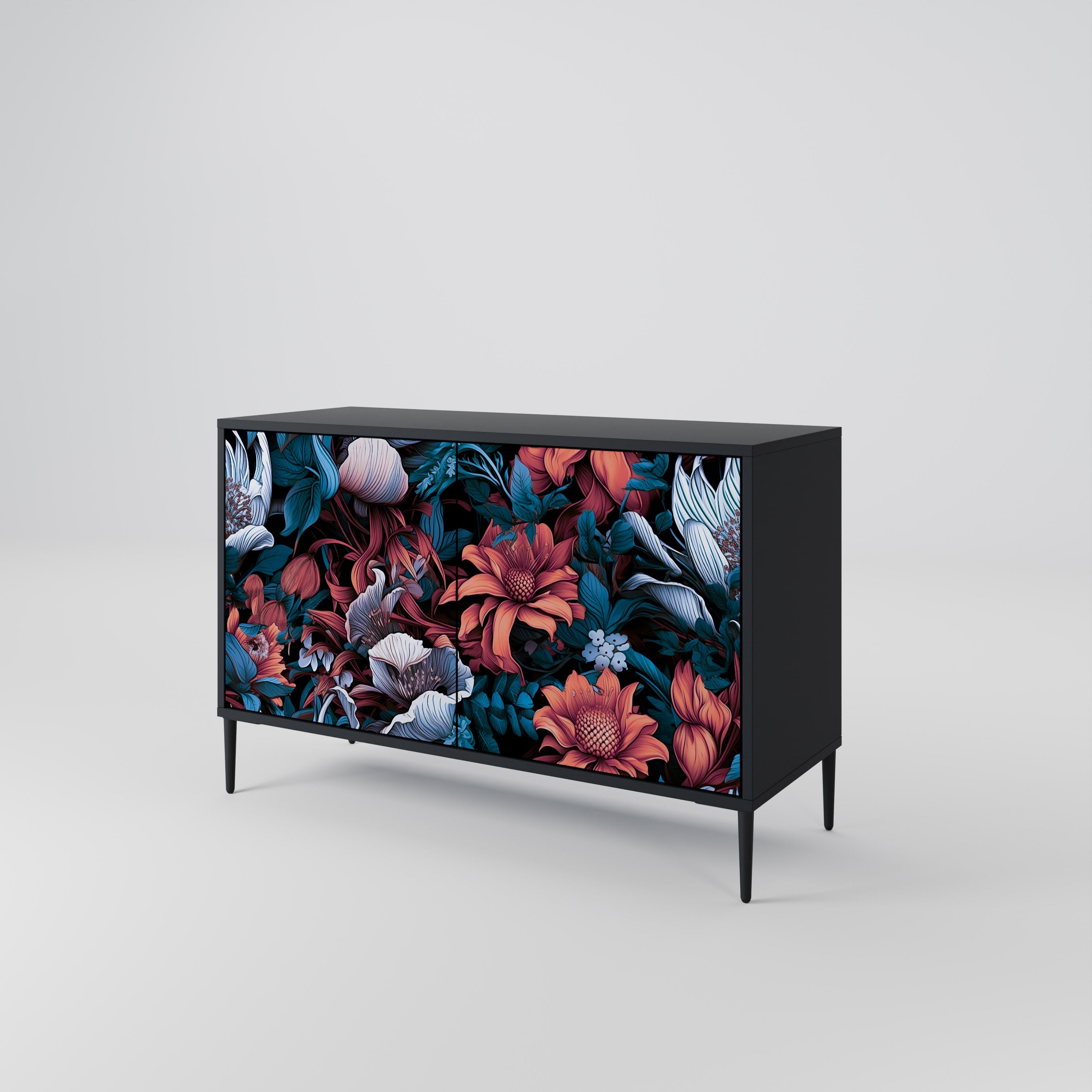 Buffet 2 portes ETHEREAL BLOSSOMS finition noire