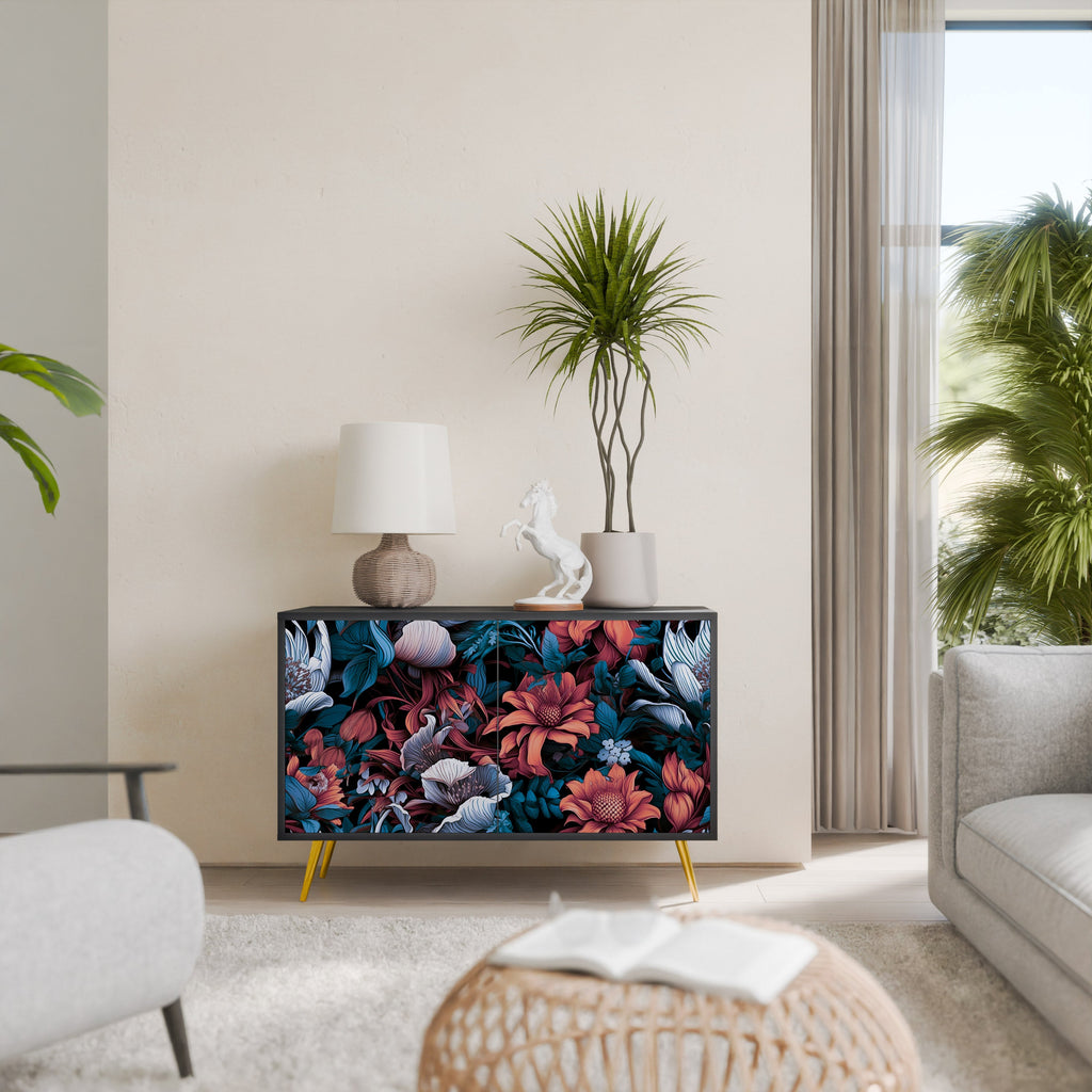 Buffet 2 portes ETHEREAL BLOSSOMS finition noire