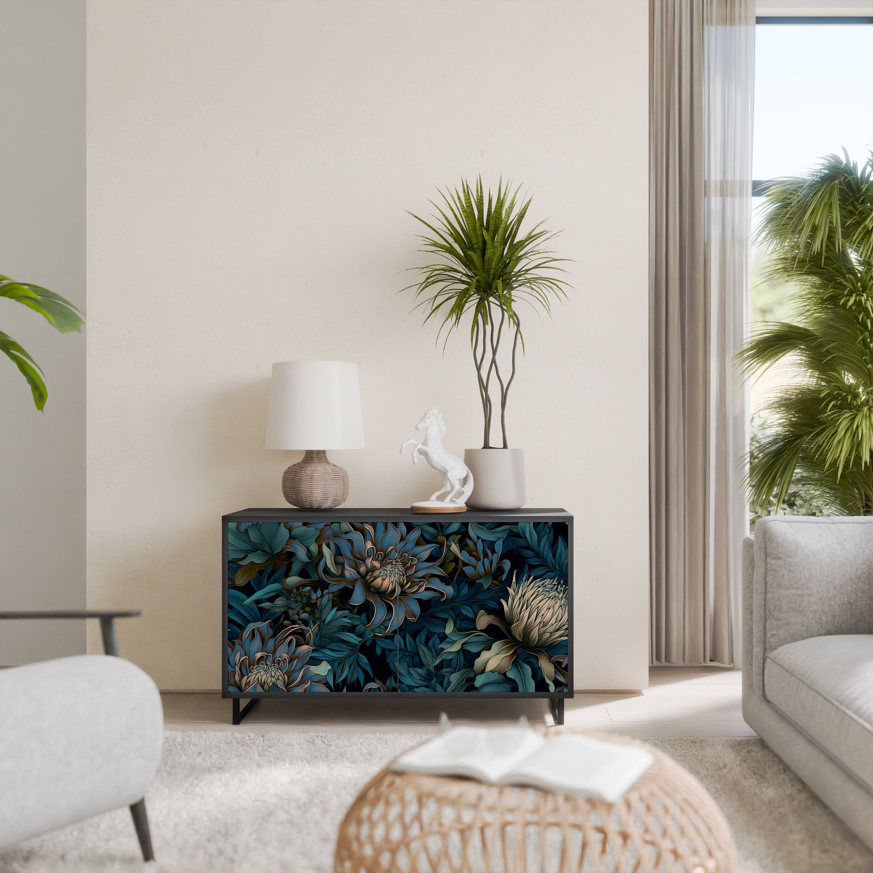 Buffet 2 portes TWILIGHT BLOOM finition noire