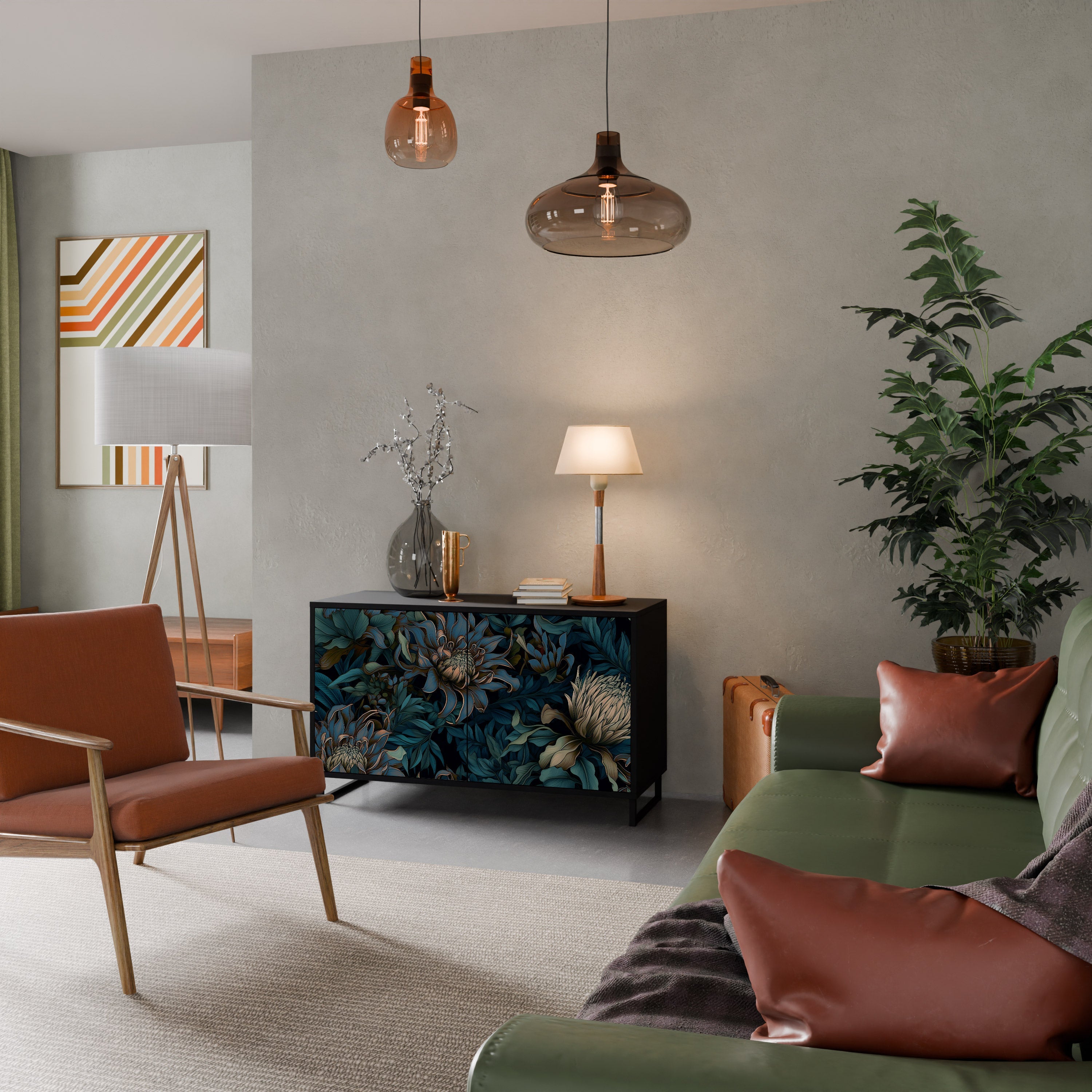 Buffet 2 portes TWILIGHT BLOOM finition noire