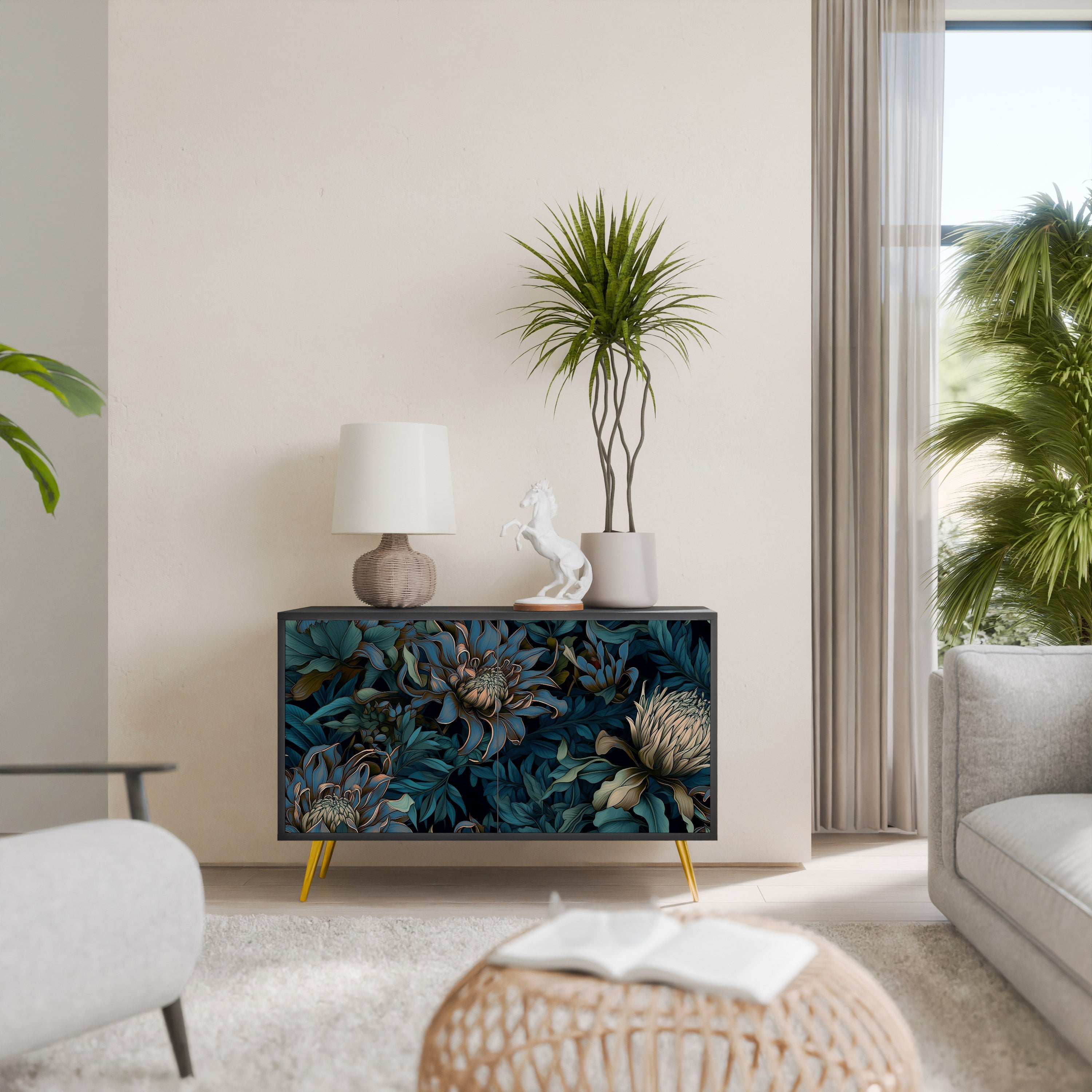 Buffet 2 portes TWILIGHT BLOOM finition noire