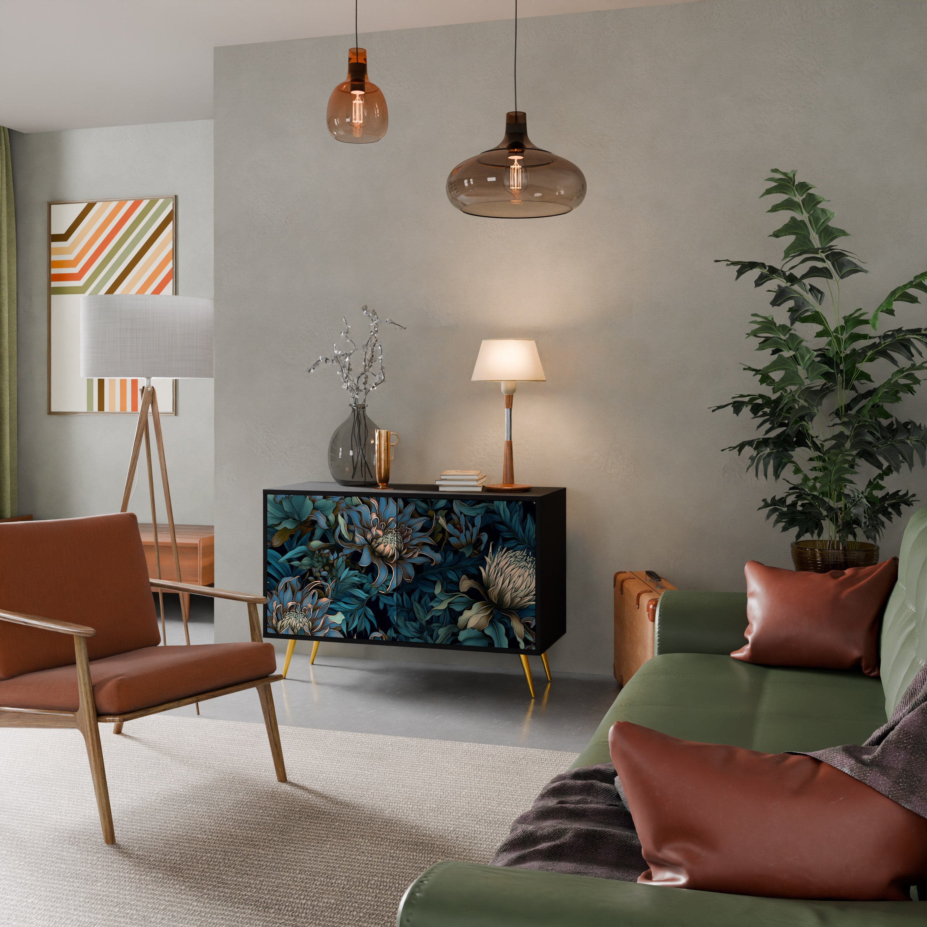 Buffet 2 portes TWILIGHT BLOOM finition noire