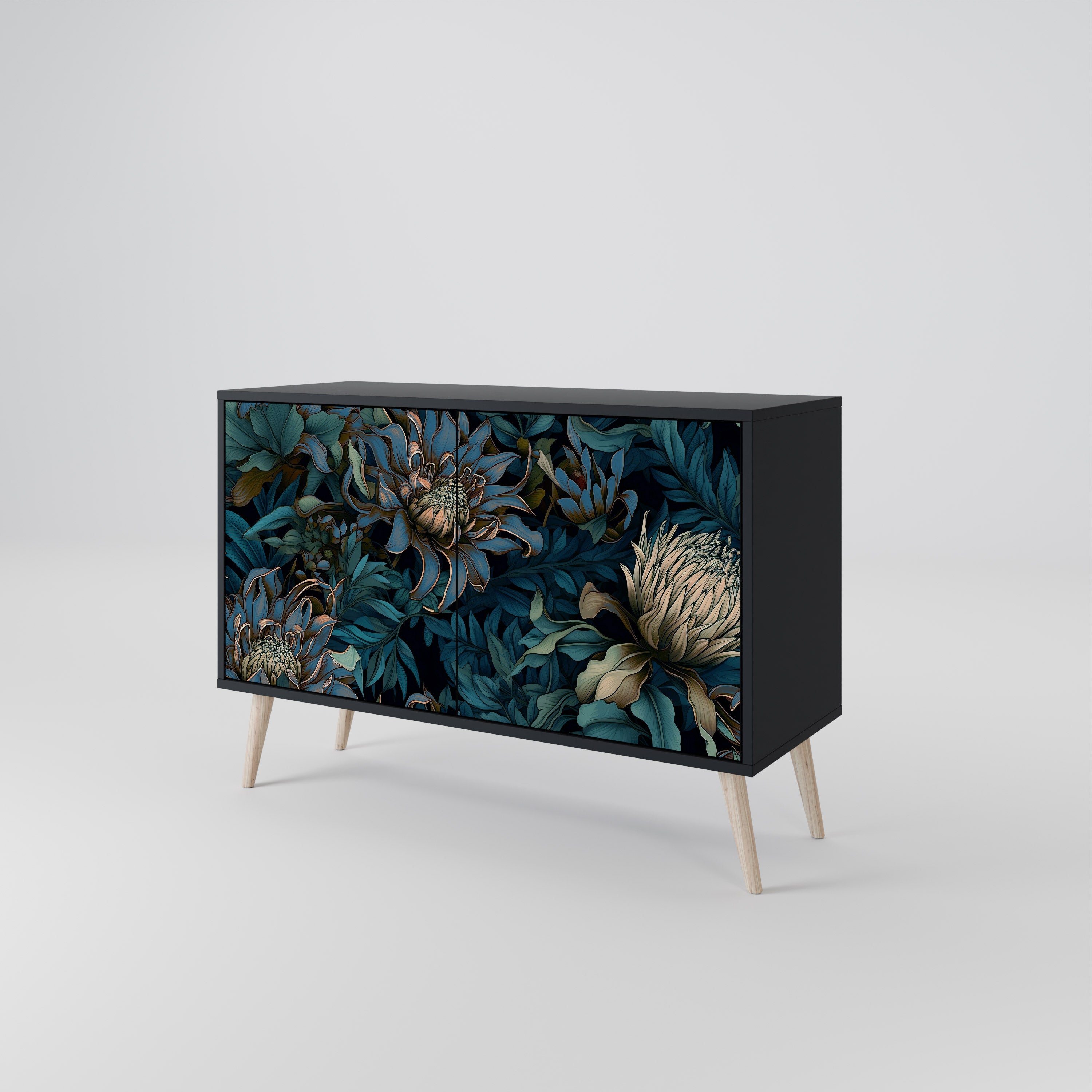 Buffet 2 portes TWILIGHT BLOOM finition noire