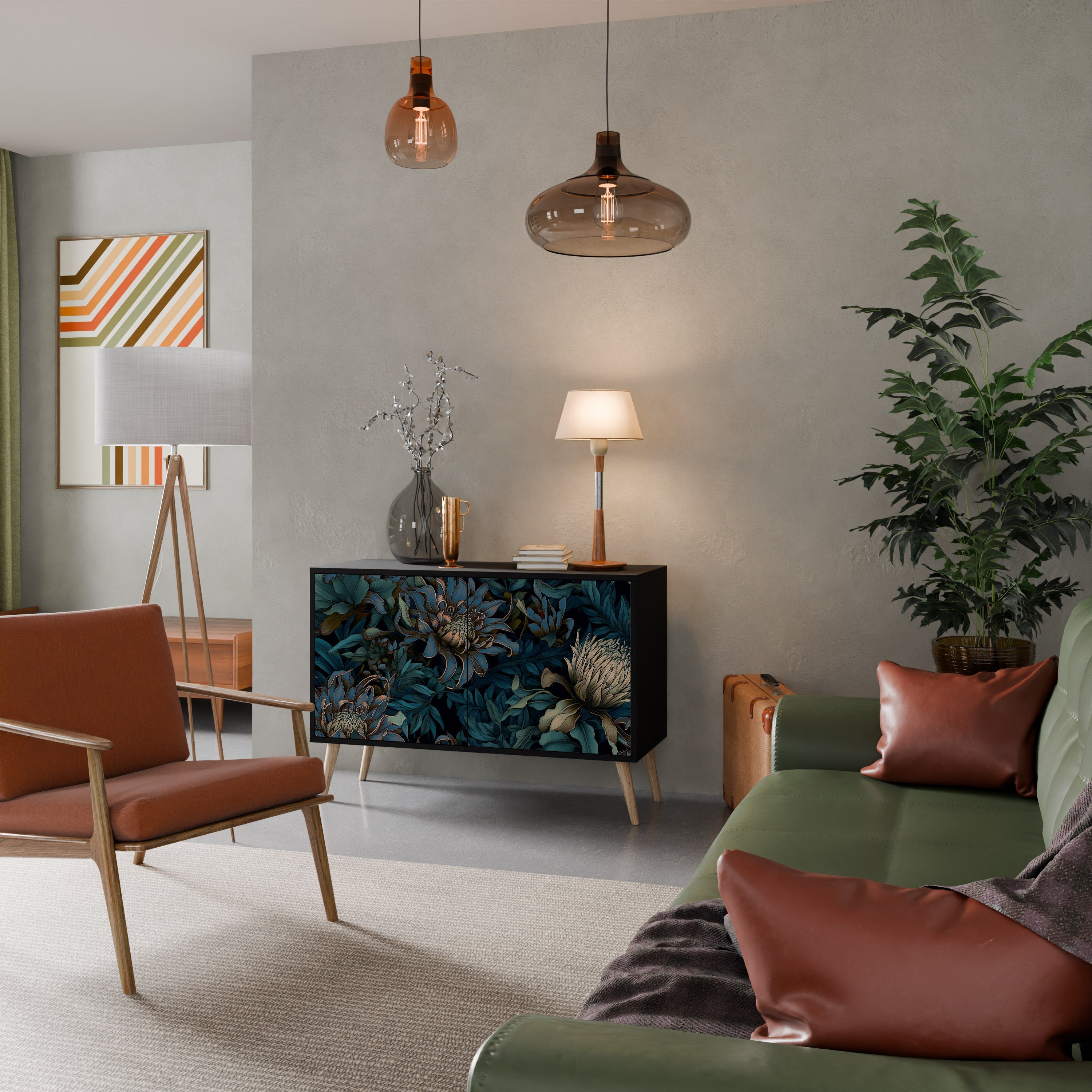 Buffet 2 portes TWILIGHT BLOOM finition noire