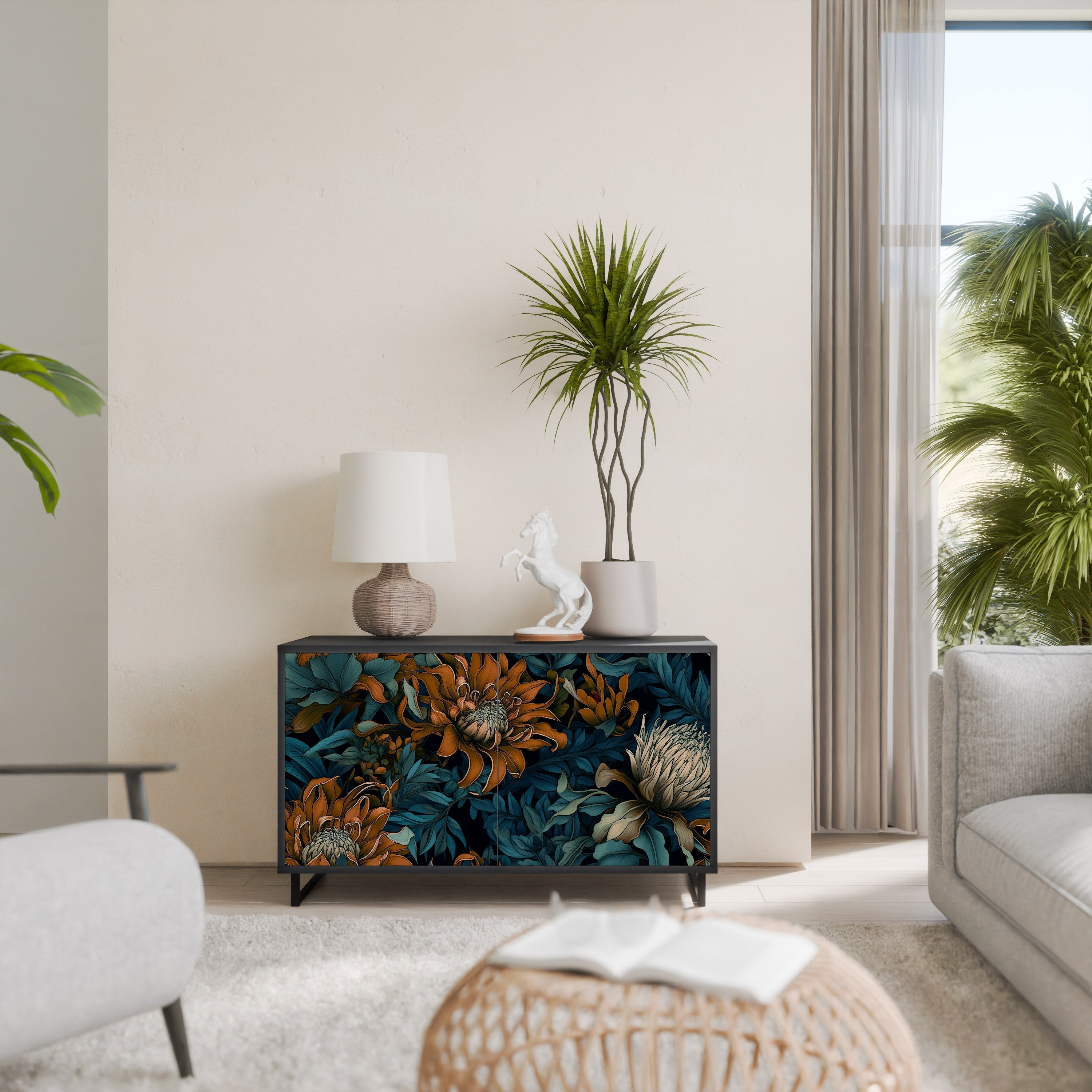 Buffet 2 portes MORNING BLOOM finition noire