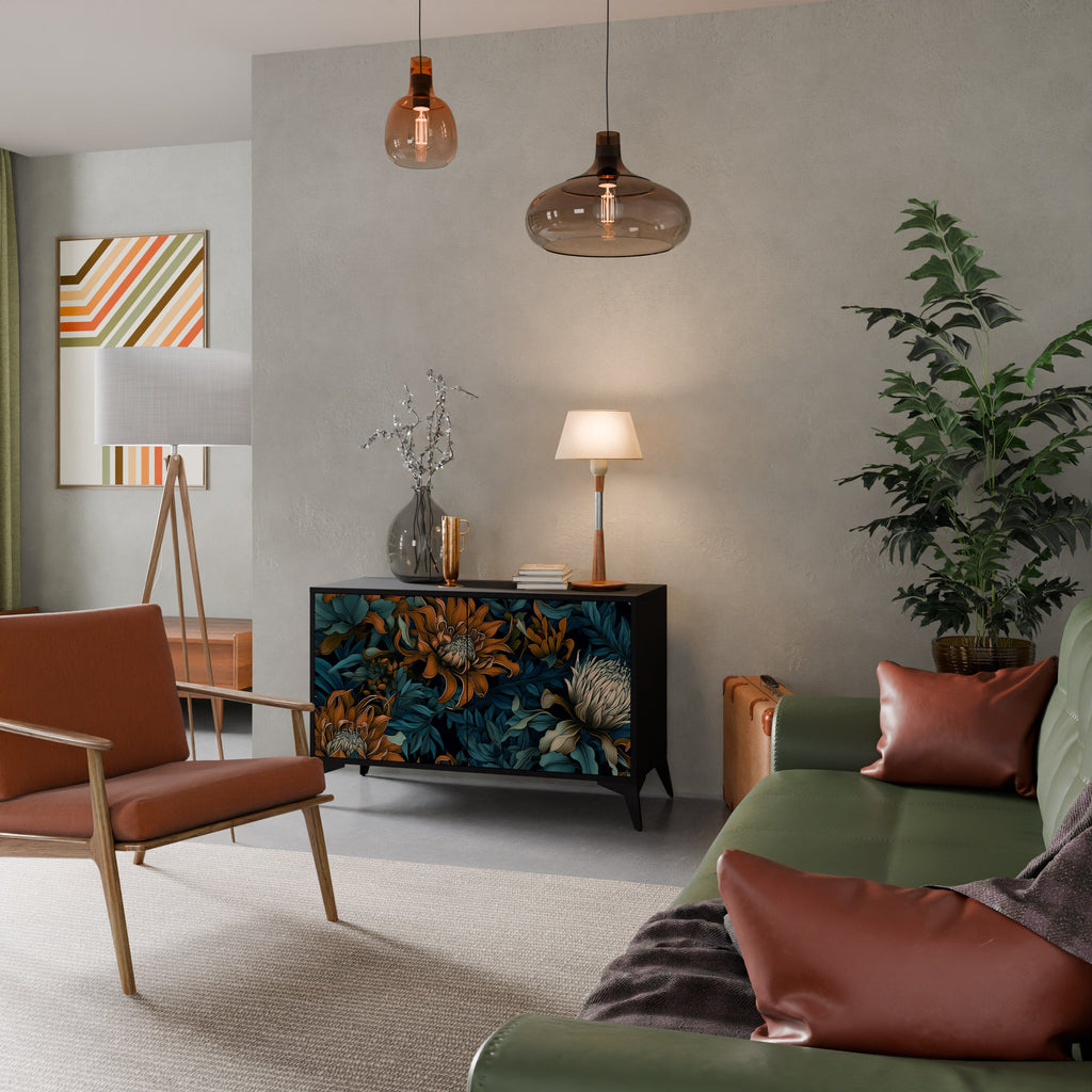 Buffet 2 portes MORNING BLOOM finition noire