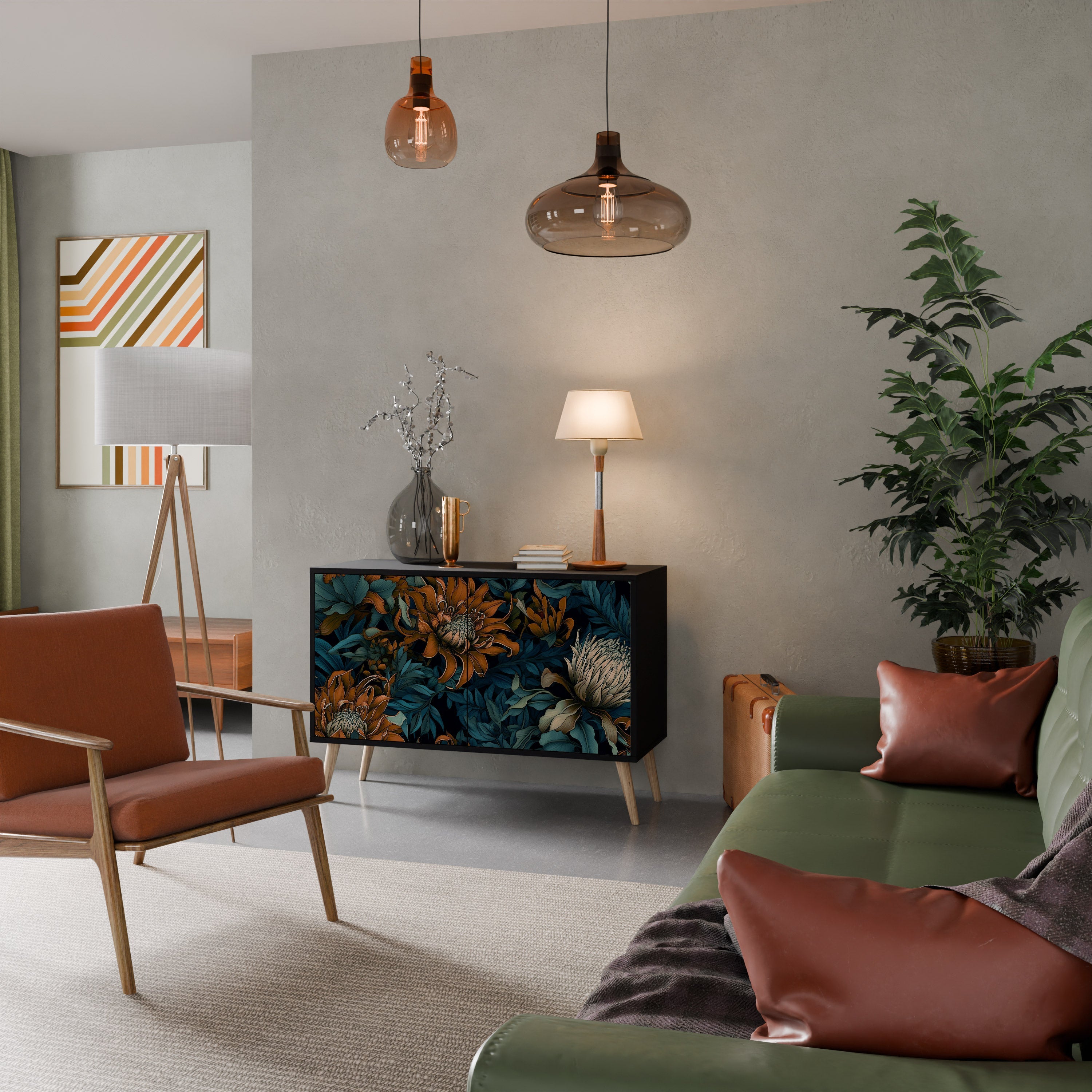 Buffet 2 portes MORNING BLOOM finition noire