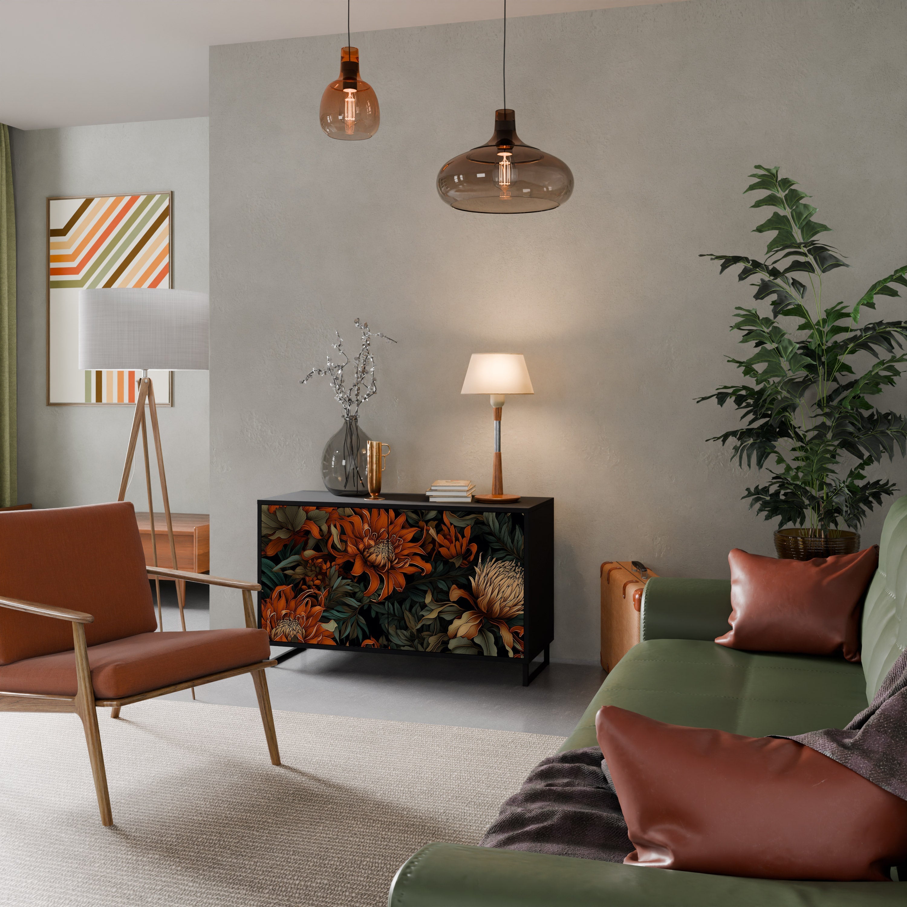 Buffet 2 portes DAWN BLOOM finition noire