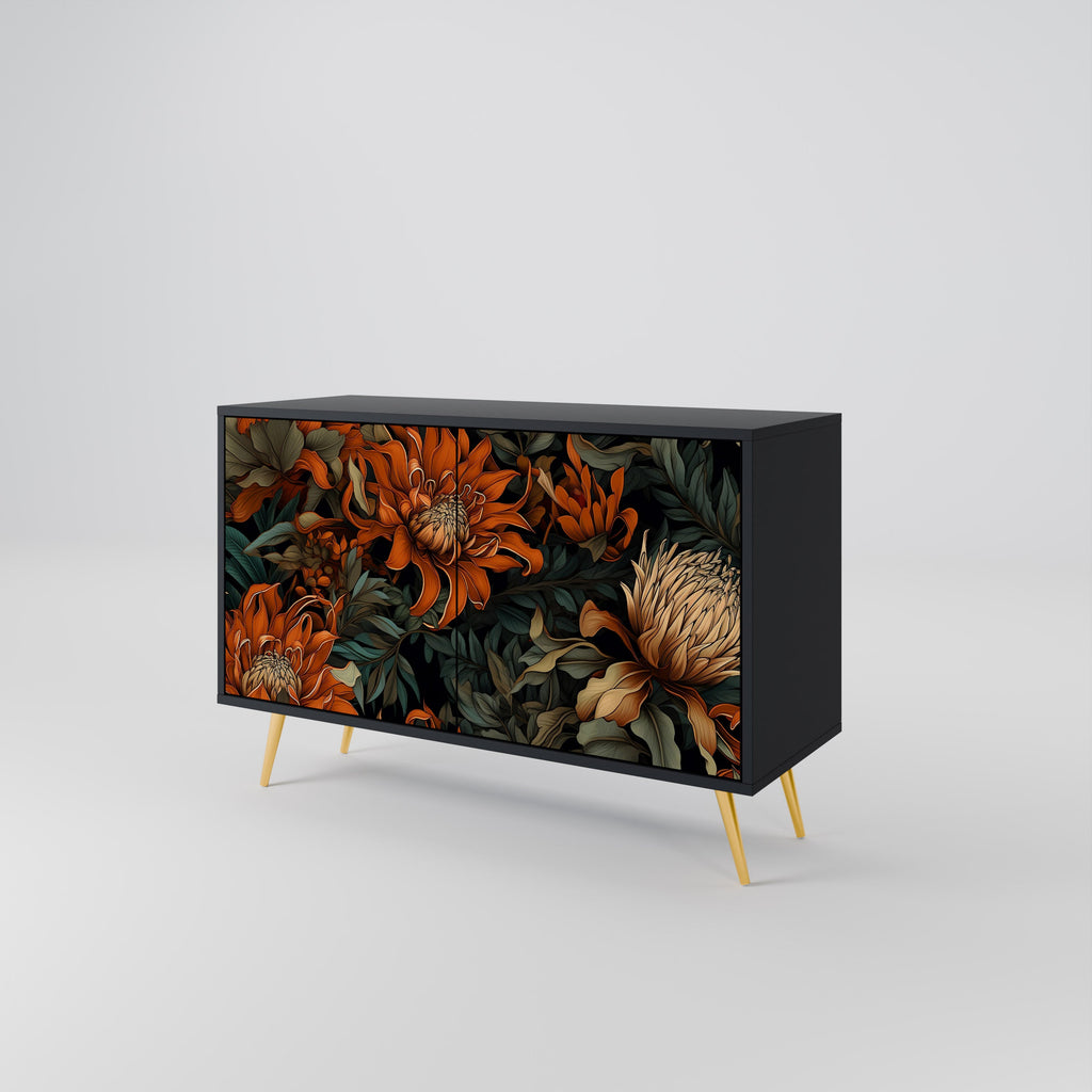 DAWN BLOOM 2-Door Sideboard in Black Finish