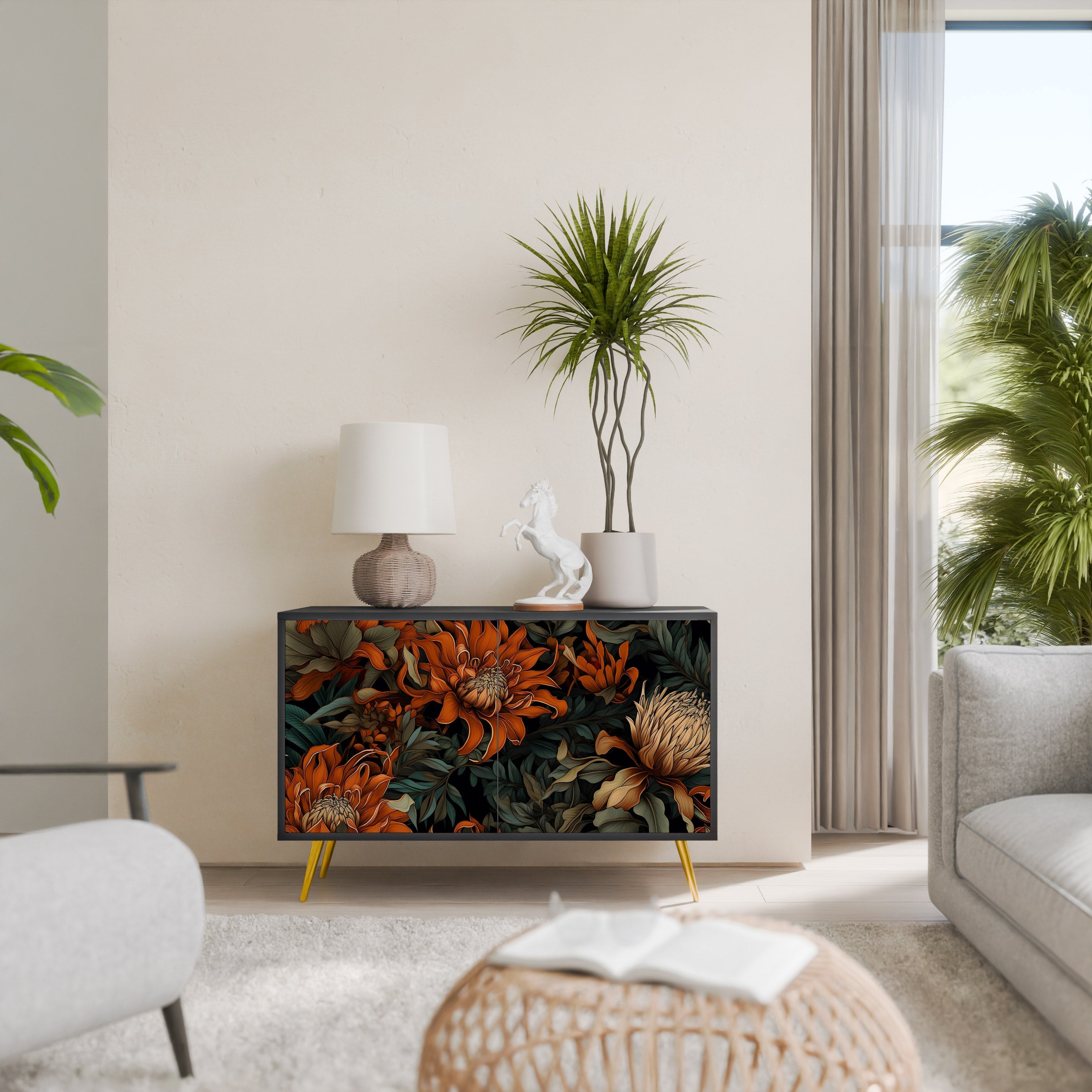 Buffet 2 portes DAWN BLOOM finition noire