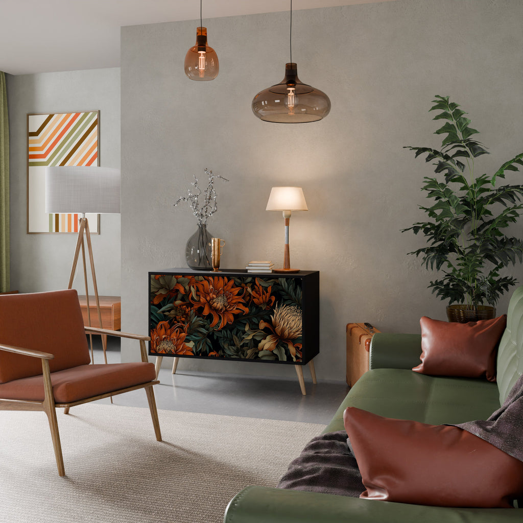 DAWN BLOOM 2-Door Sideboard in Black Finish