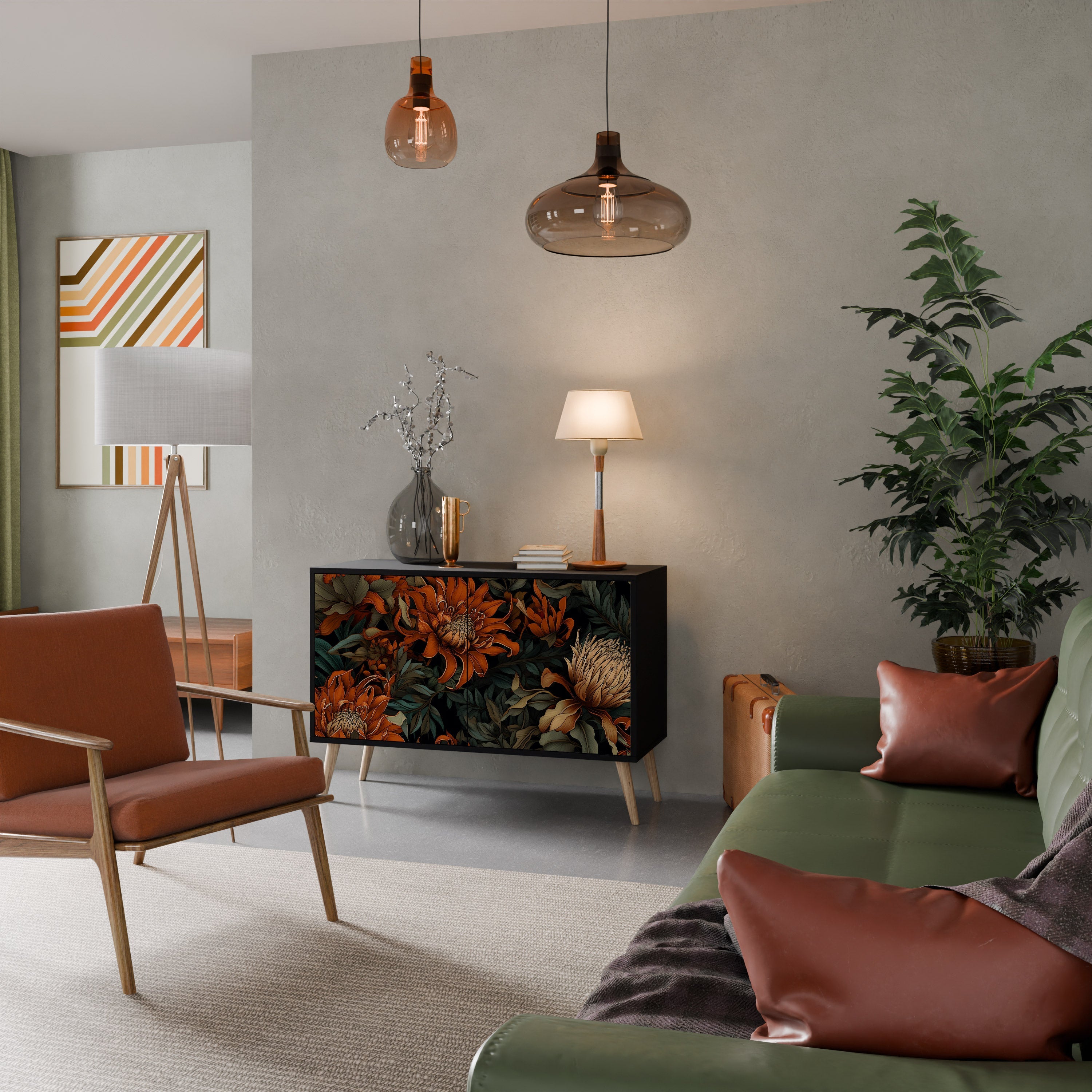 Buffet 2 portes DAWN BLOOM finition noire