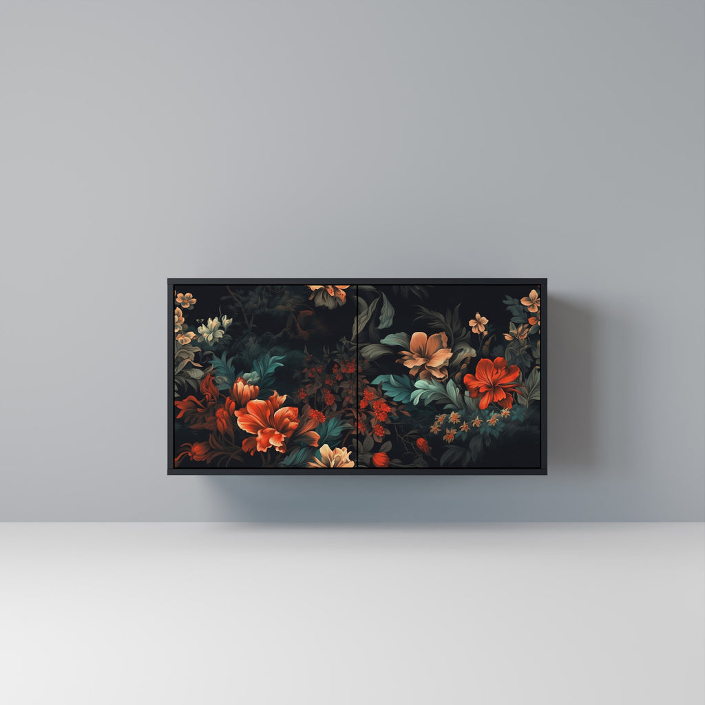 Buffet 2 portes IMAGINARY BLOSSOM en finition noire