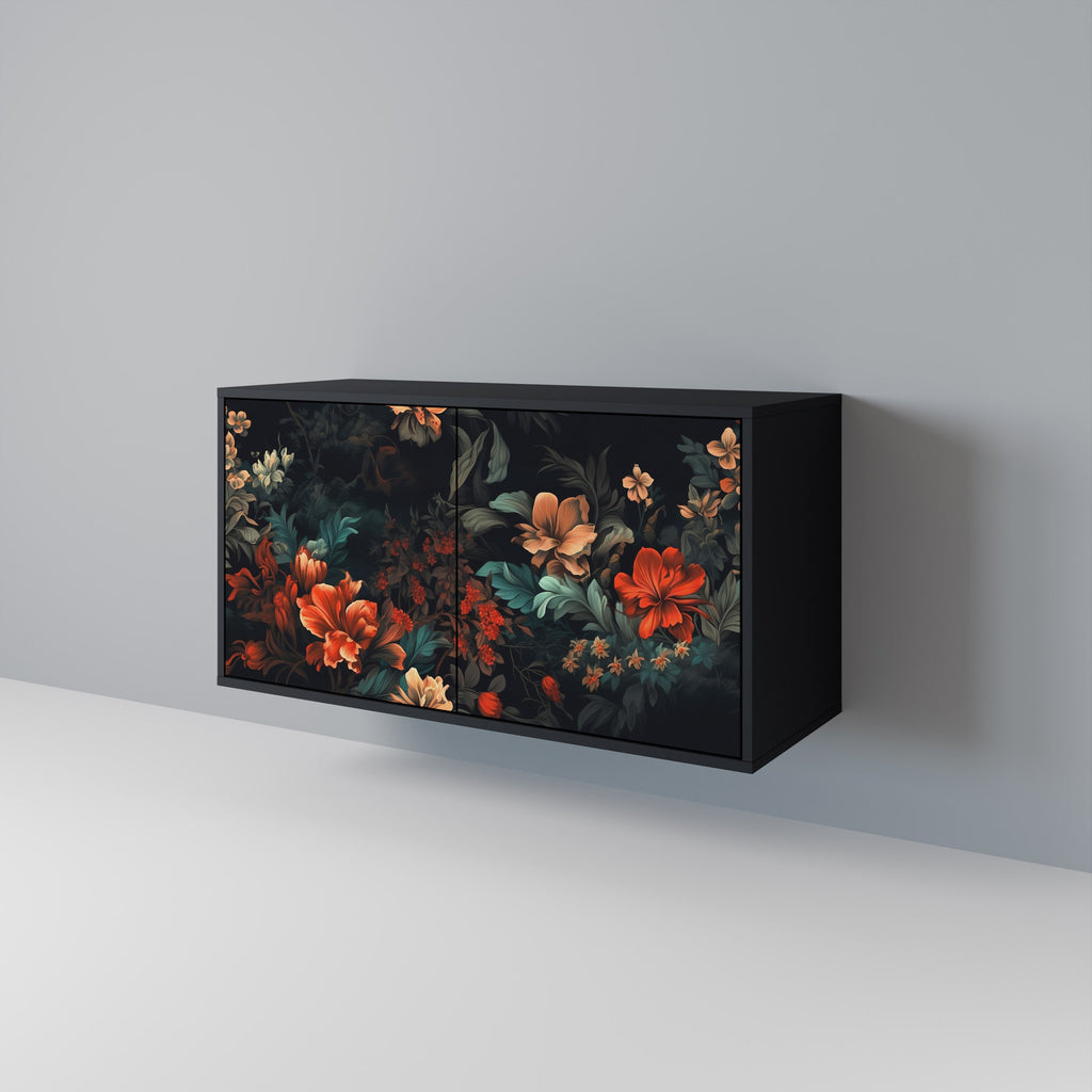 Buffet 2 portes IMAGINARY BLOSSOM en finition noire