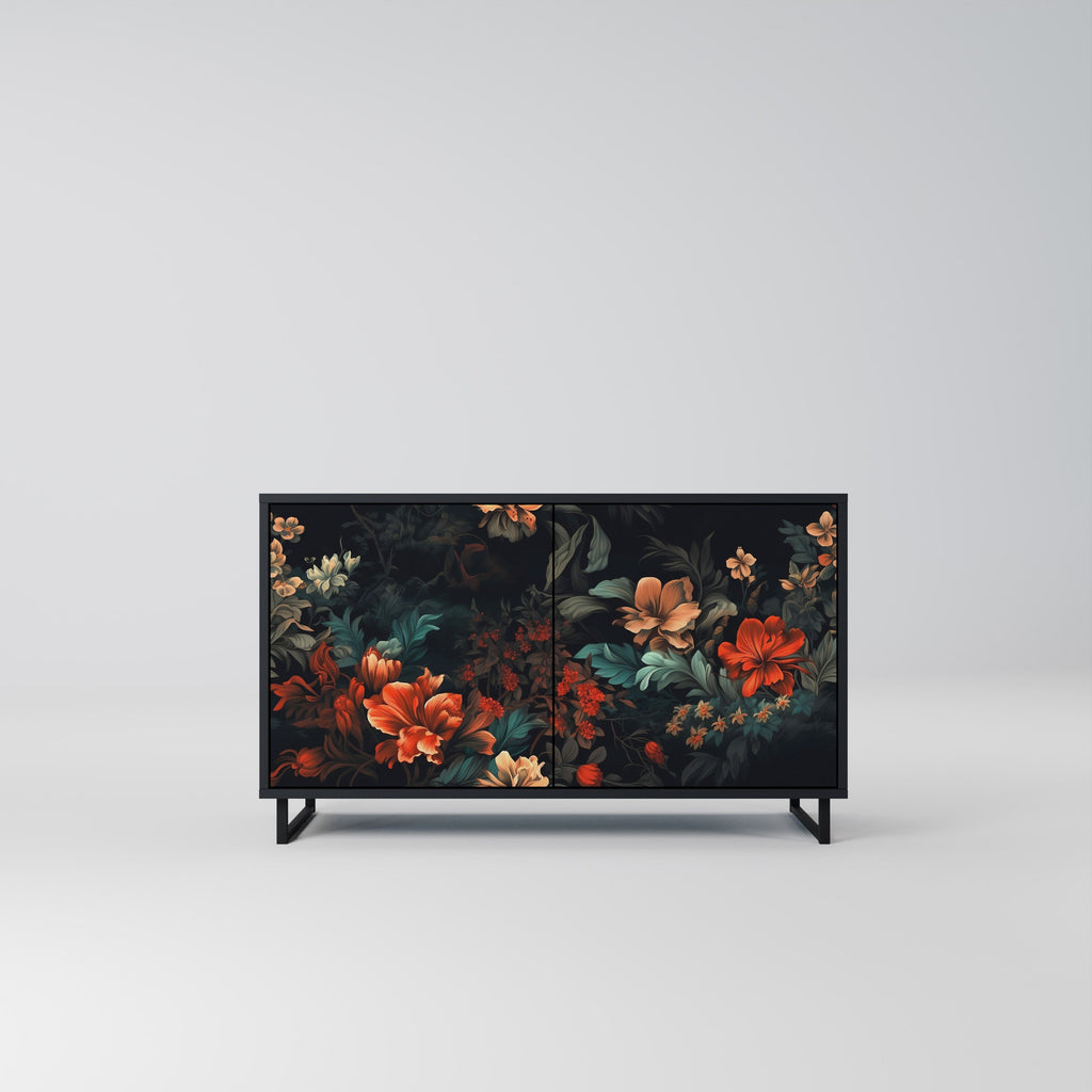 Buffet 2 portes IMAGINARY BLOSSOM en finition noire