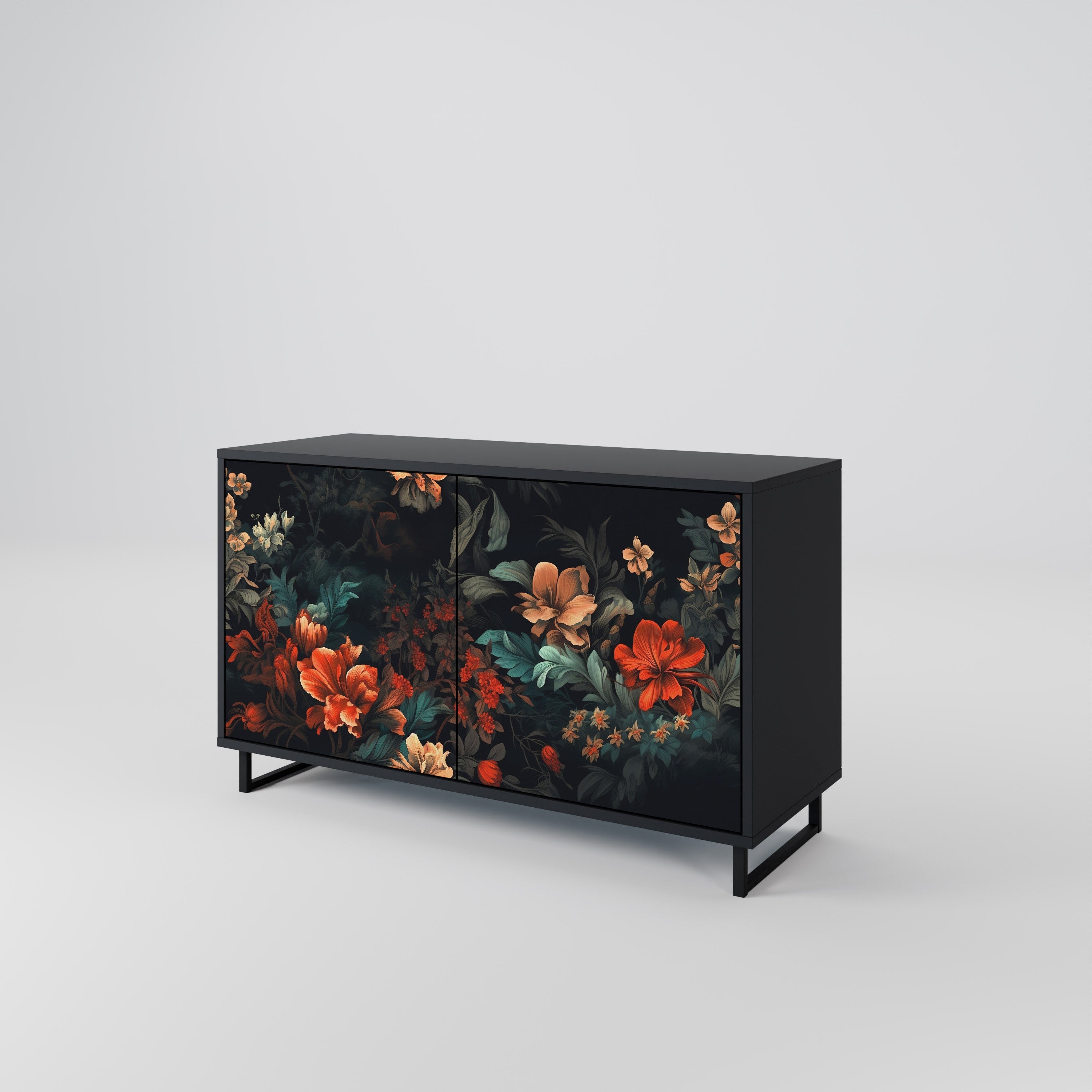 Buffet 2 portes IMAGINARY BLOSSOM en finition noire