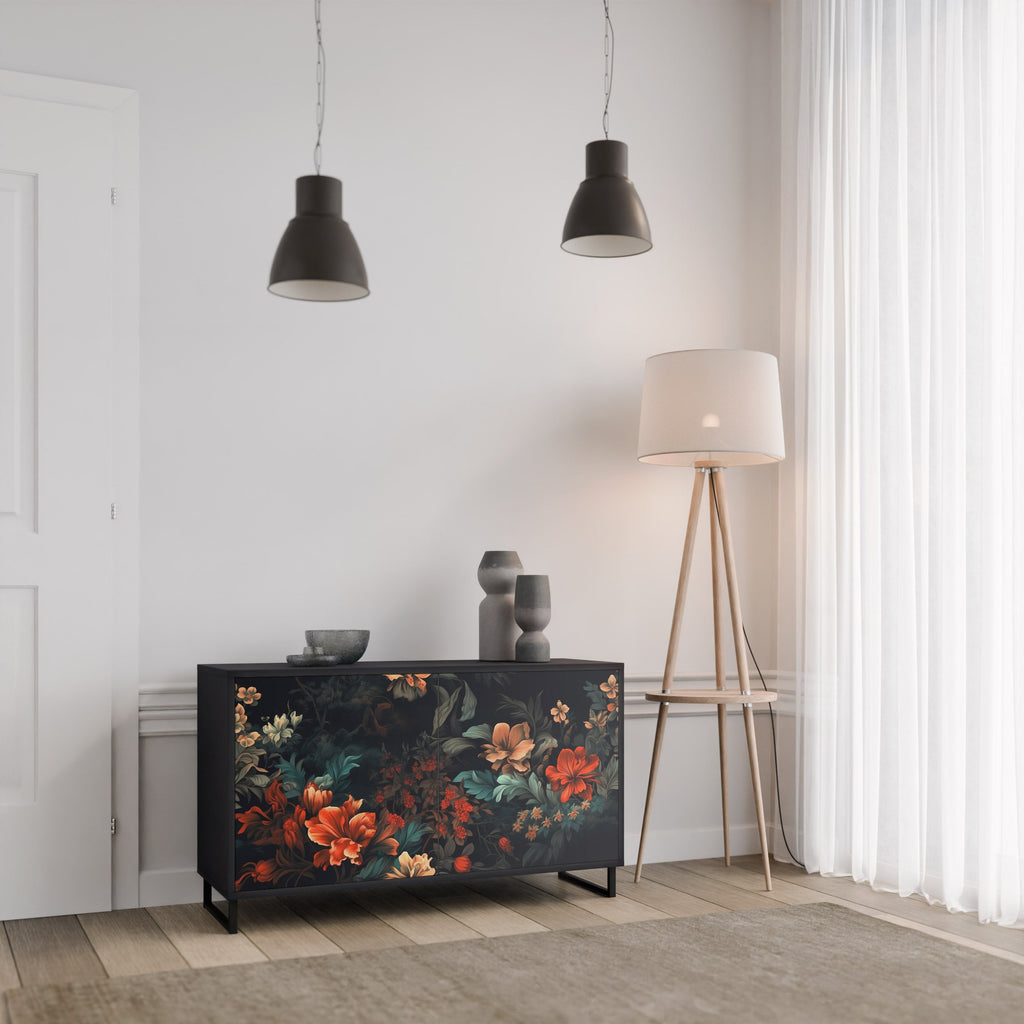 Buffet 2 portes IMAGINARY BLOSSOM en finition noire