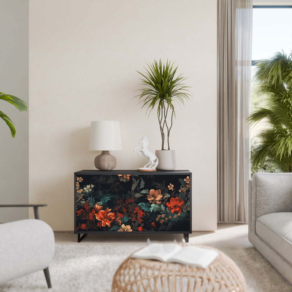 Buffet 2 portes IMAGINARY BLOSSOM en finition noire