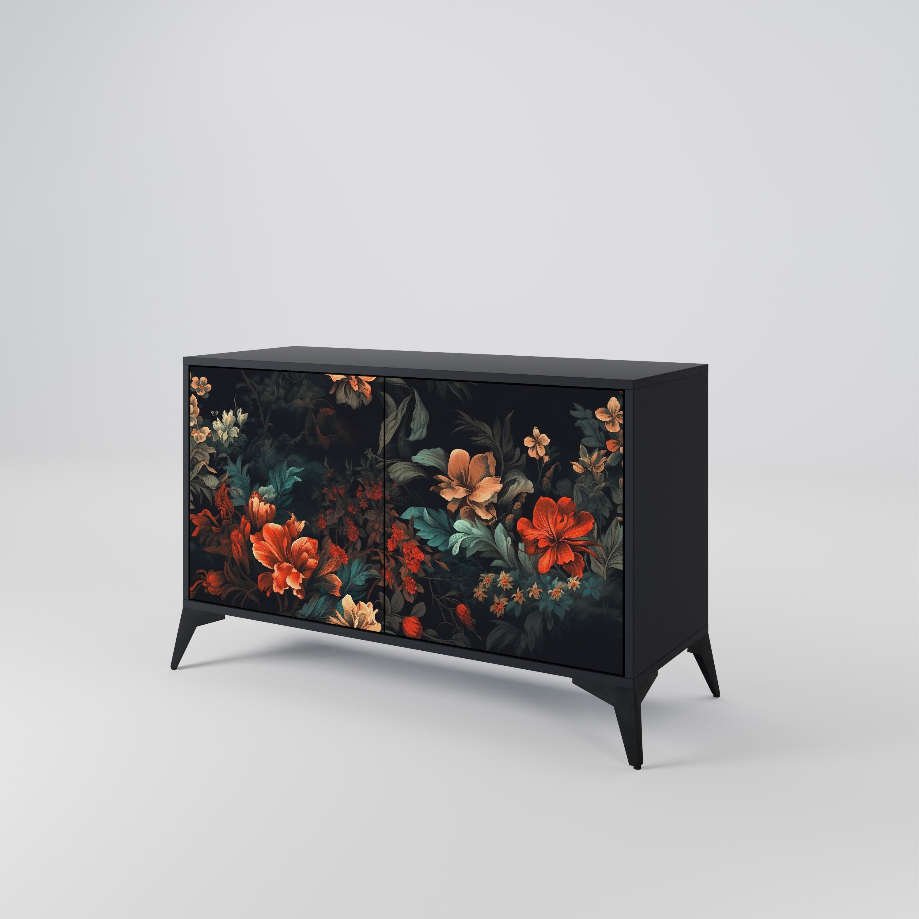 Buffet 2 portes IMAGINARY BLOSSOM en finition noire