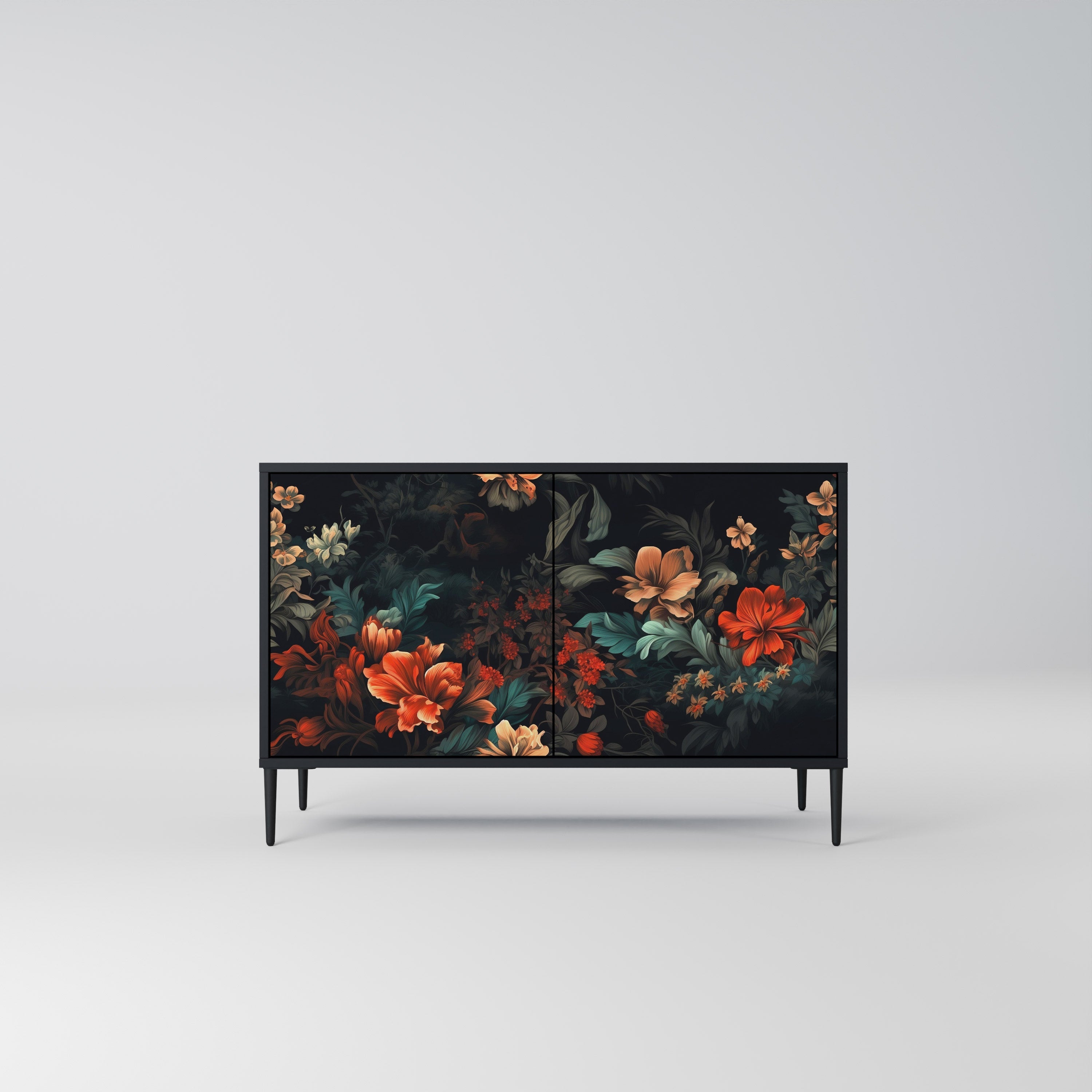 Buffet 2 portes IMAGINARY BLOSSOM en finition noire