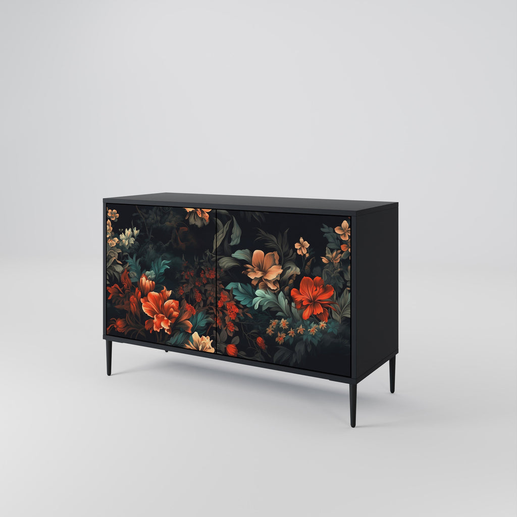 Buffet 2 portes IMAGINARY BLOSSOM en finition noire
