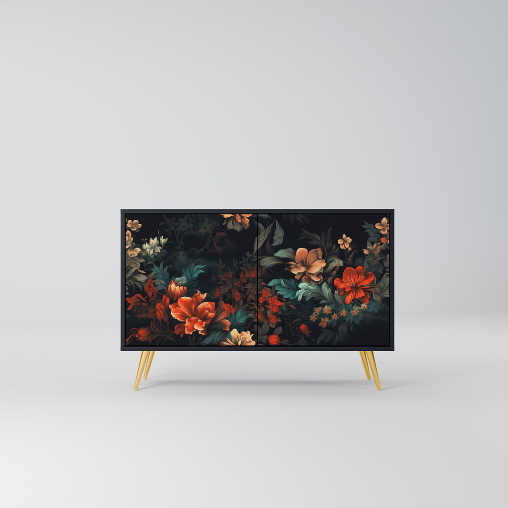 Buffet 2 portes IMAGINARY BLOSSOM en finition noire