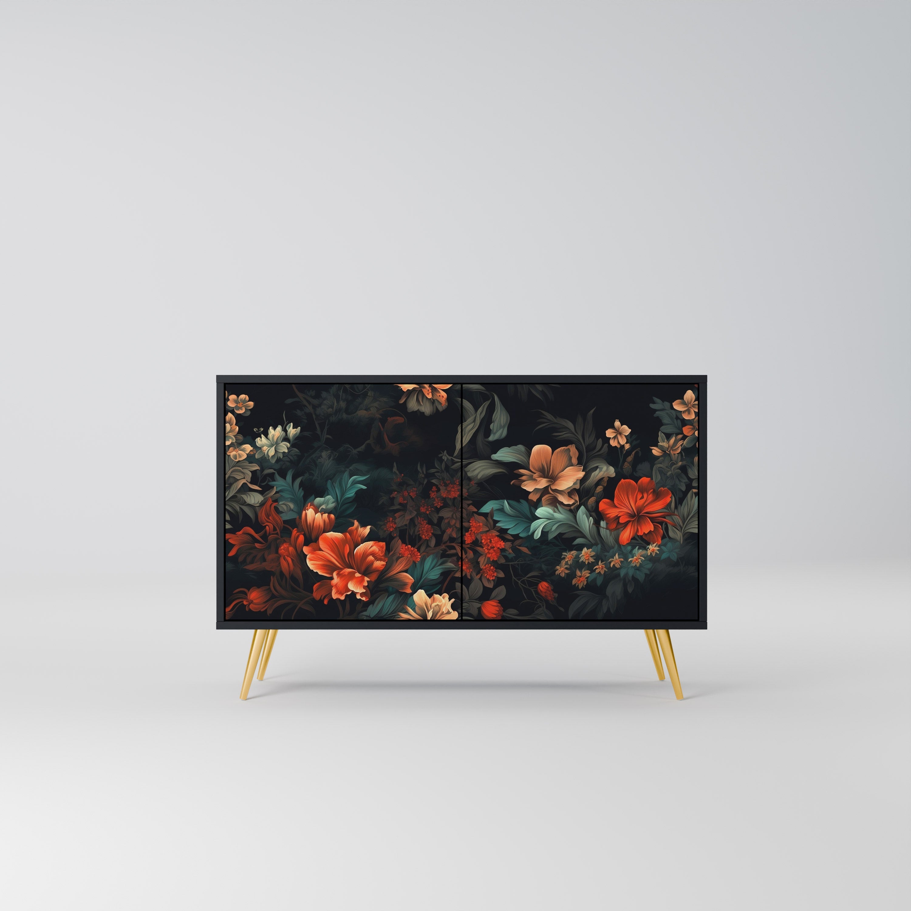 Buffet 2 portes IMAGINARY BLOSSOM en finition noire