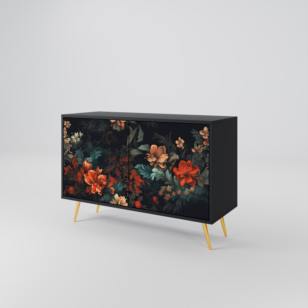 Buffet 2 portes IMAGINARY BLOSSOM en finition noire