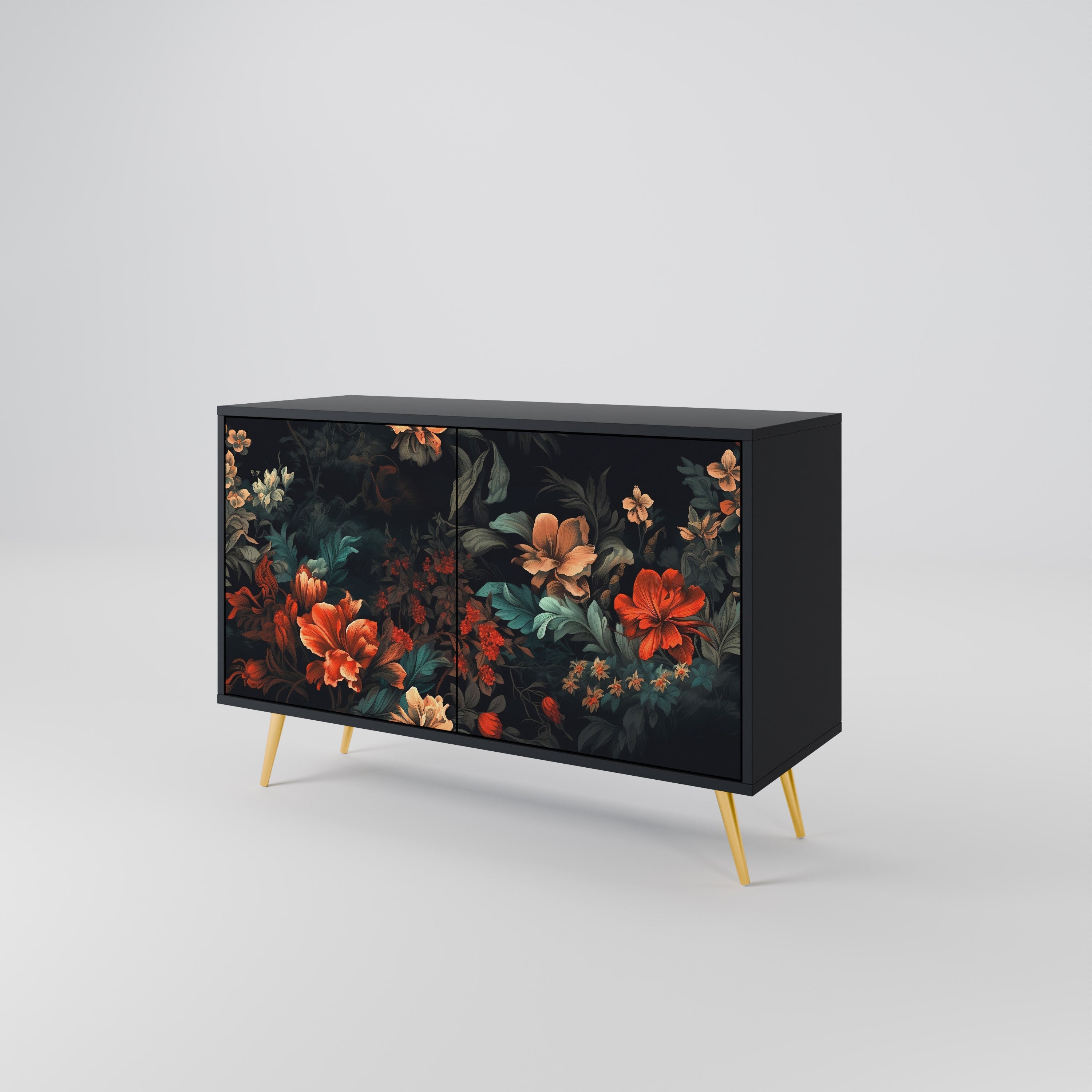Buffet 2 portes IMAGINARY BLOSSOM en finition noire