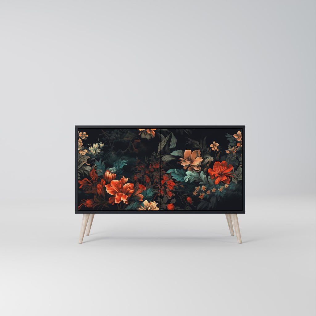 Buffet 2 portes IMAGINARY BLOSSOM en finition noire