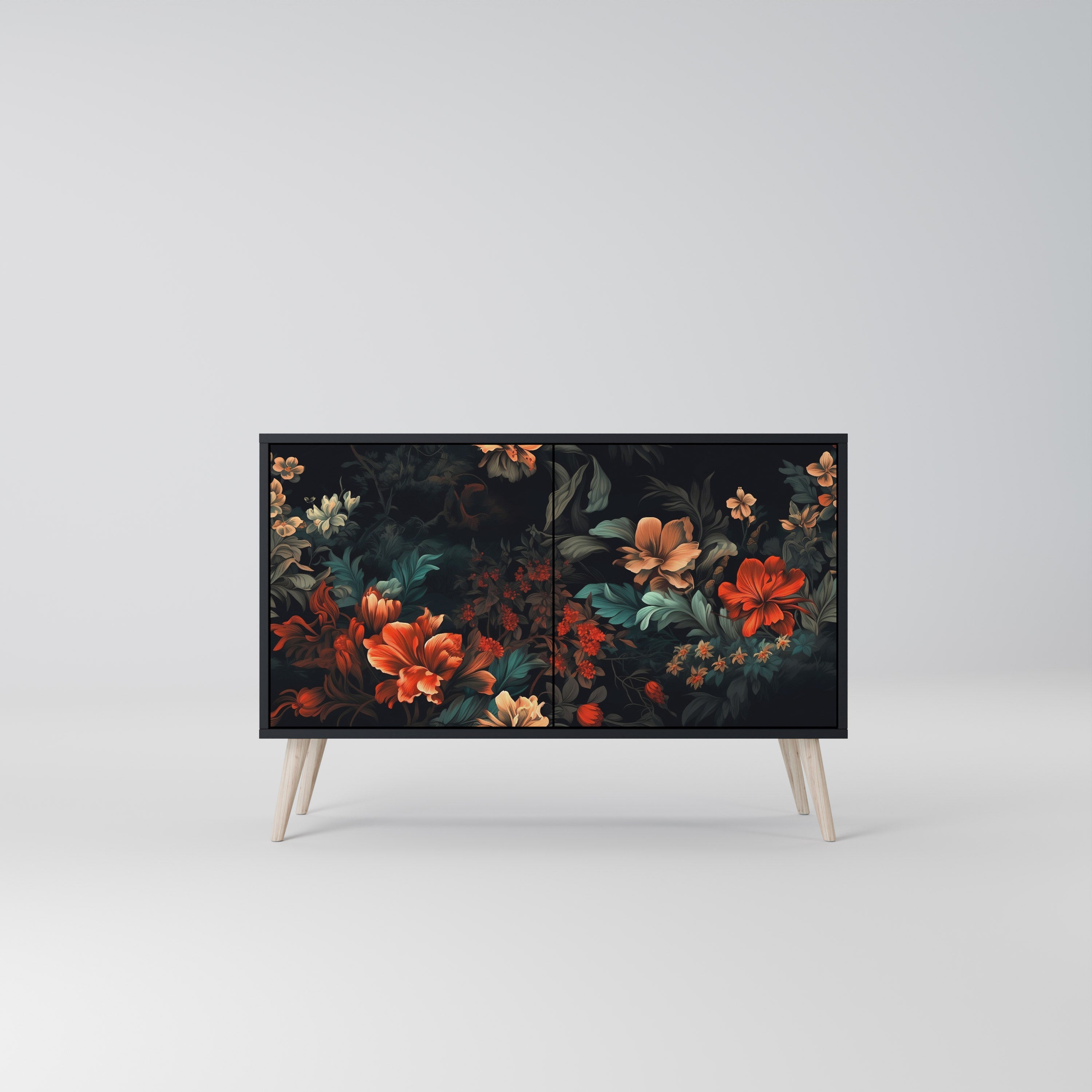 Buffet 2 portes IMAGINARY BLOSSOM en finition noire