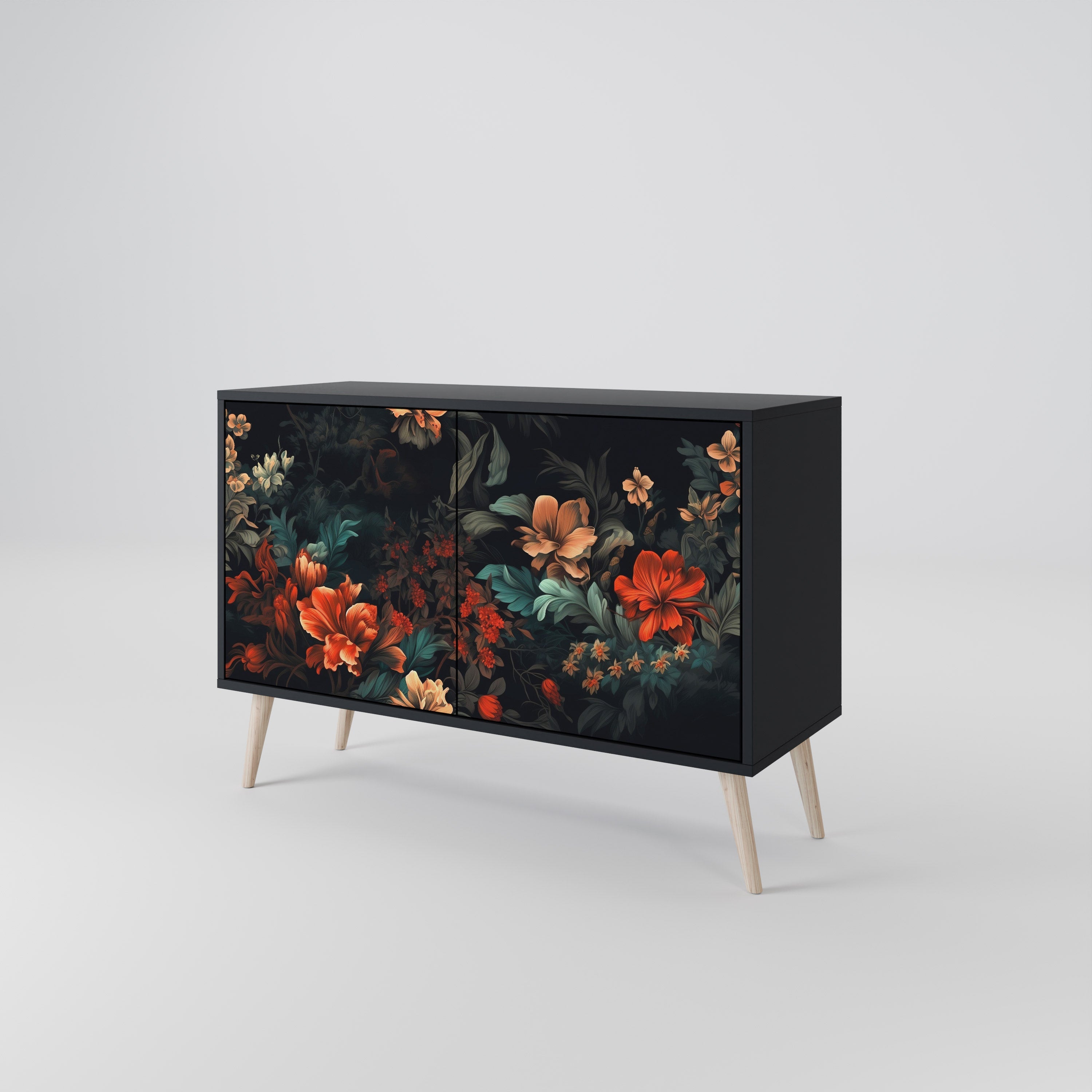 Buffet 2 portes IMAGINARY BLOSSOM en finition noire