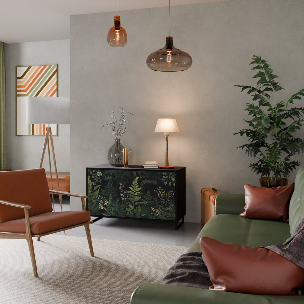 Buffet 2 portes FERN FLOWERS finition noire