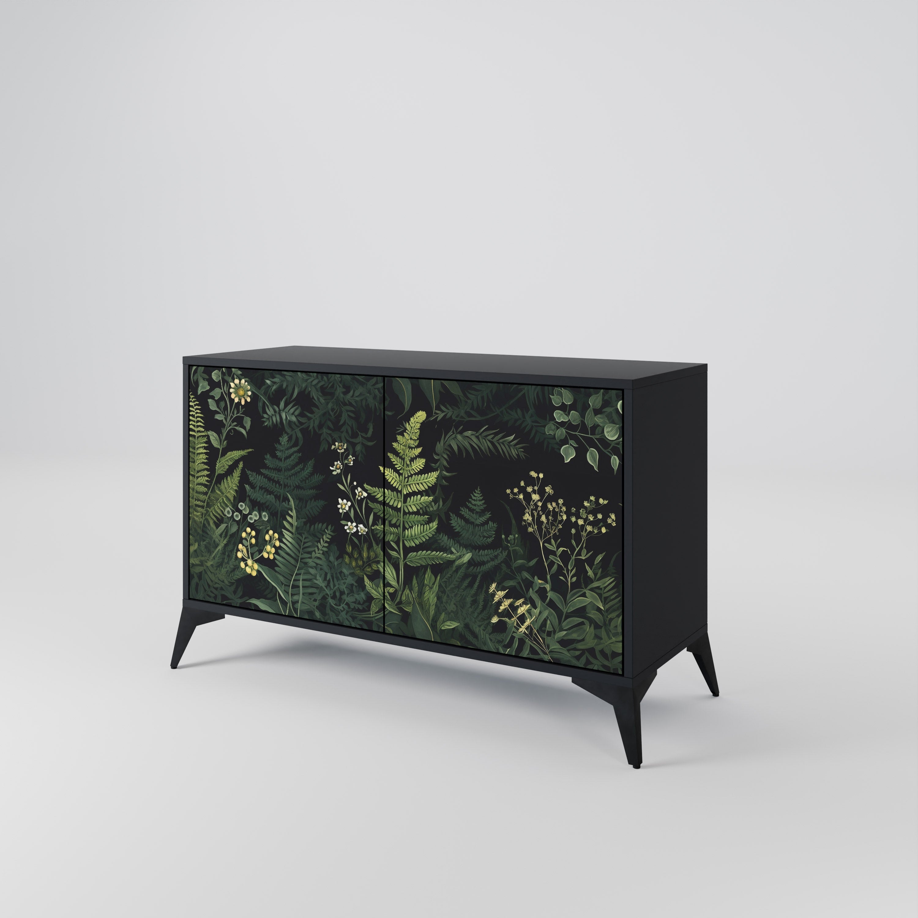 Buffet 2 portes FERN FLOWERS finition noire