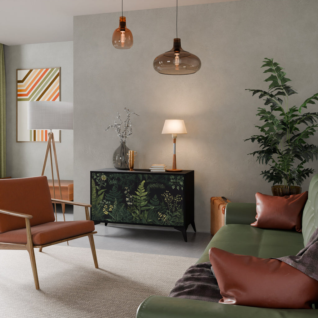 Buffet 2 portes FERN FLOWERS finition noire