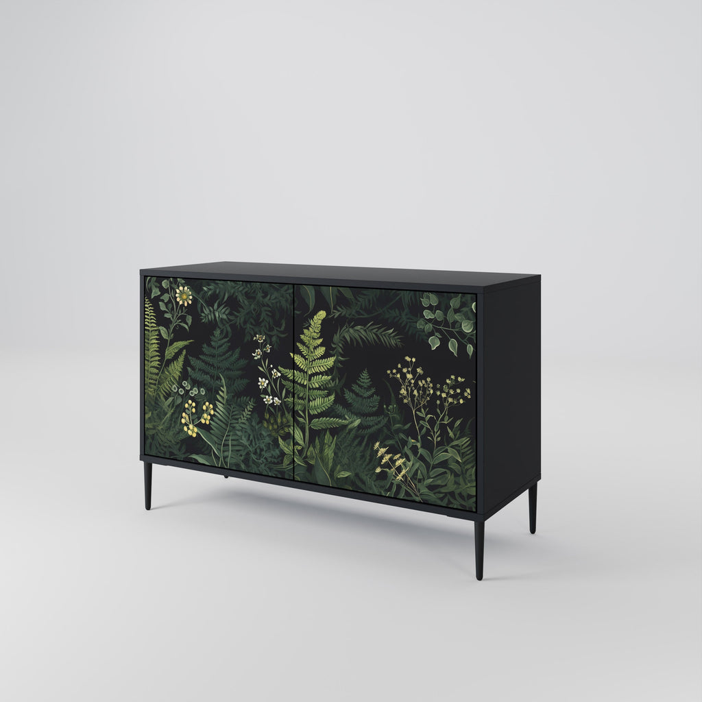 Buffet 2 portes FERN FLOWERS finition noire