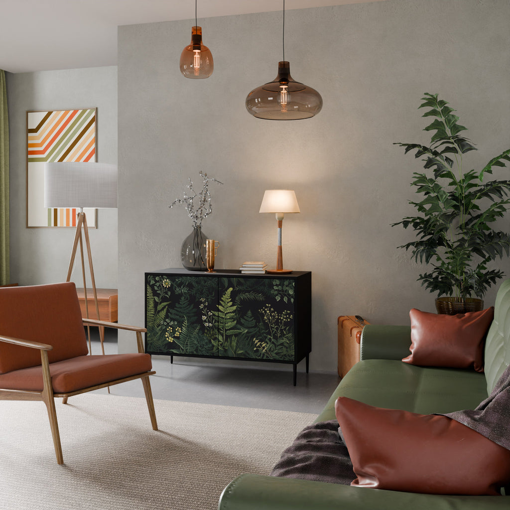 Buffet 2 portes FERN FLOWERS finition noire