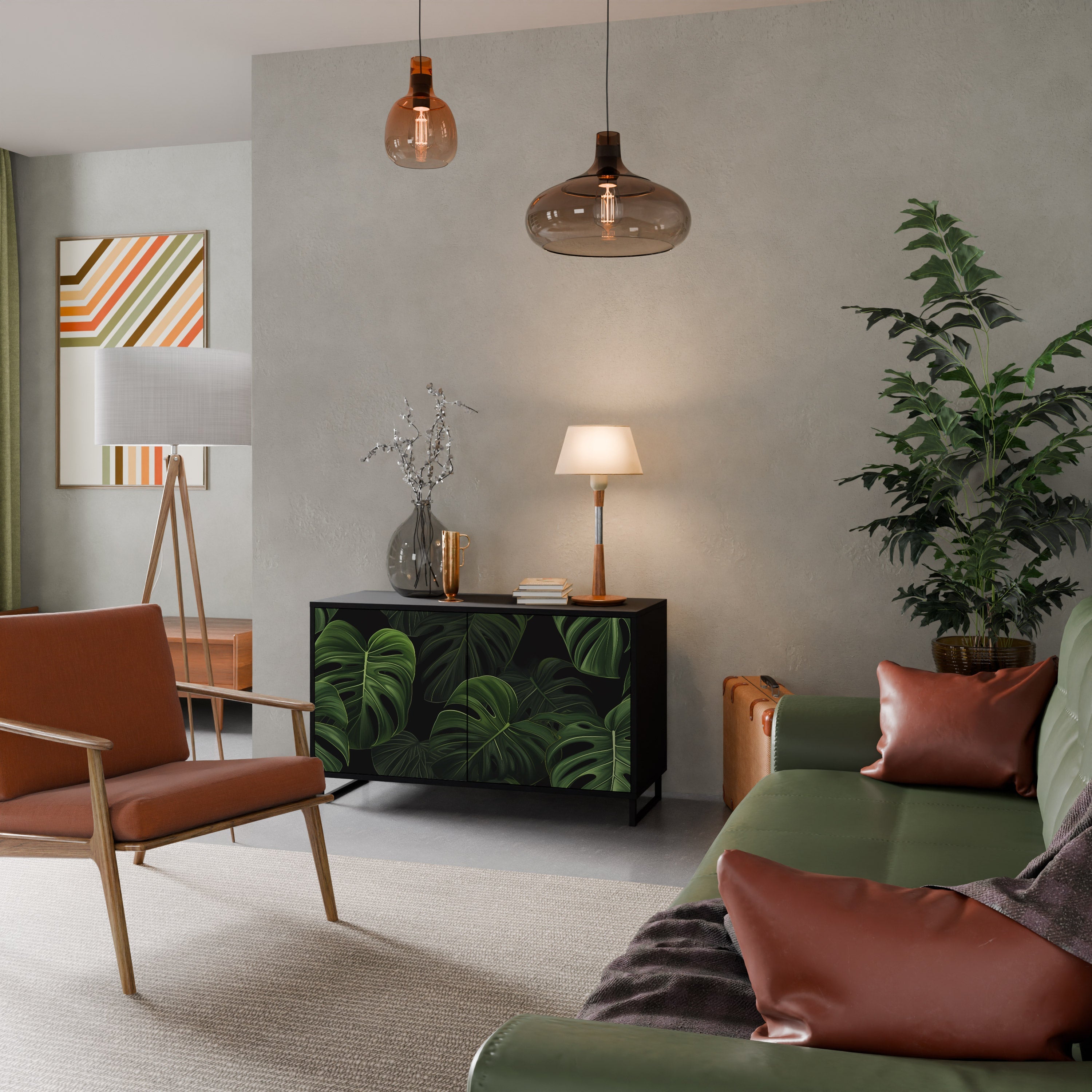 Buffet 2 portes INFINITE MONSTERA finition noire