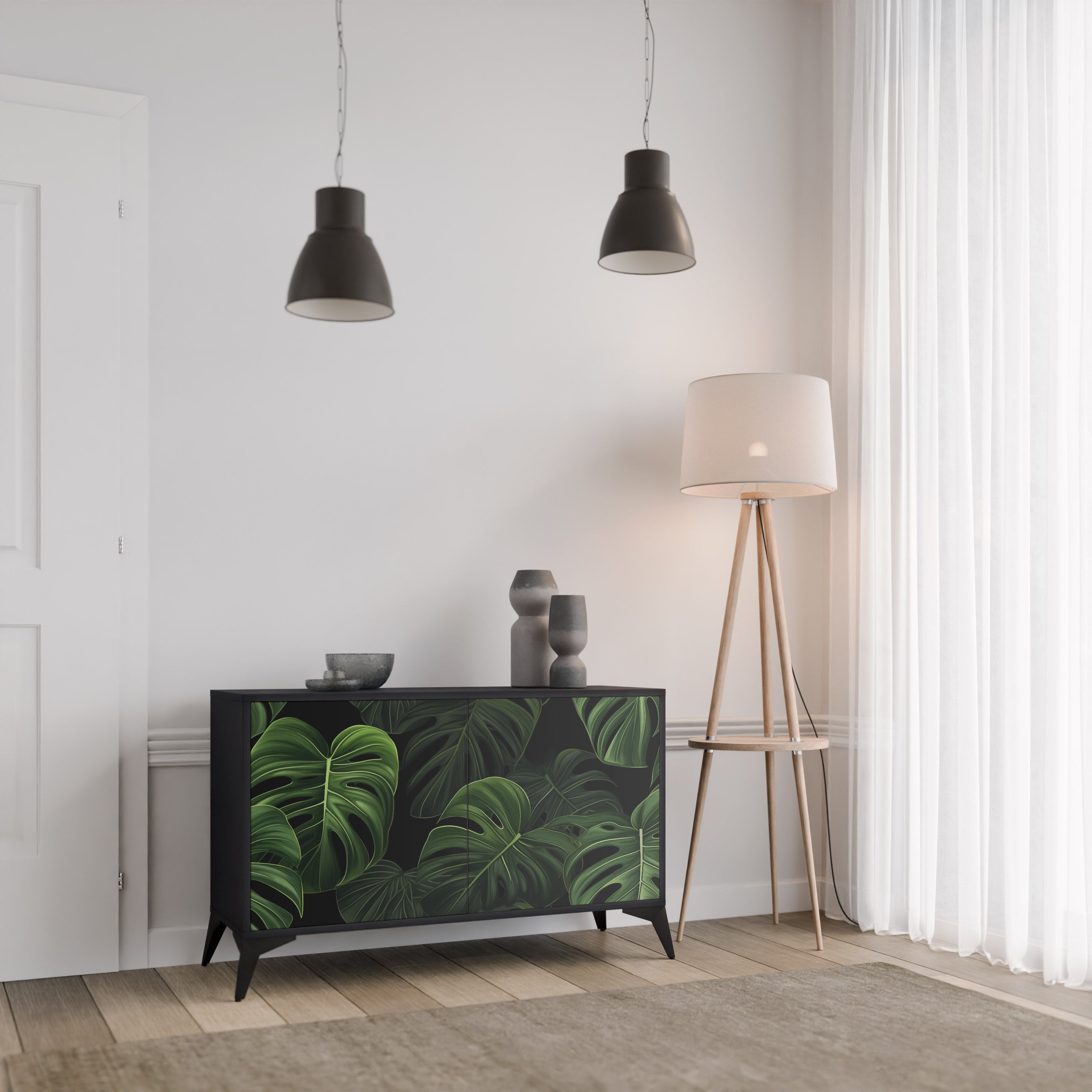 Buffet 2 portes INFINITE MONSTERA finition noire