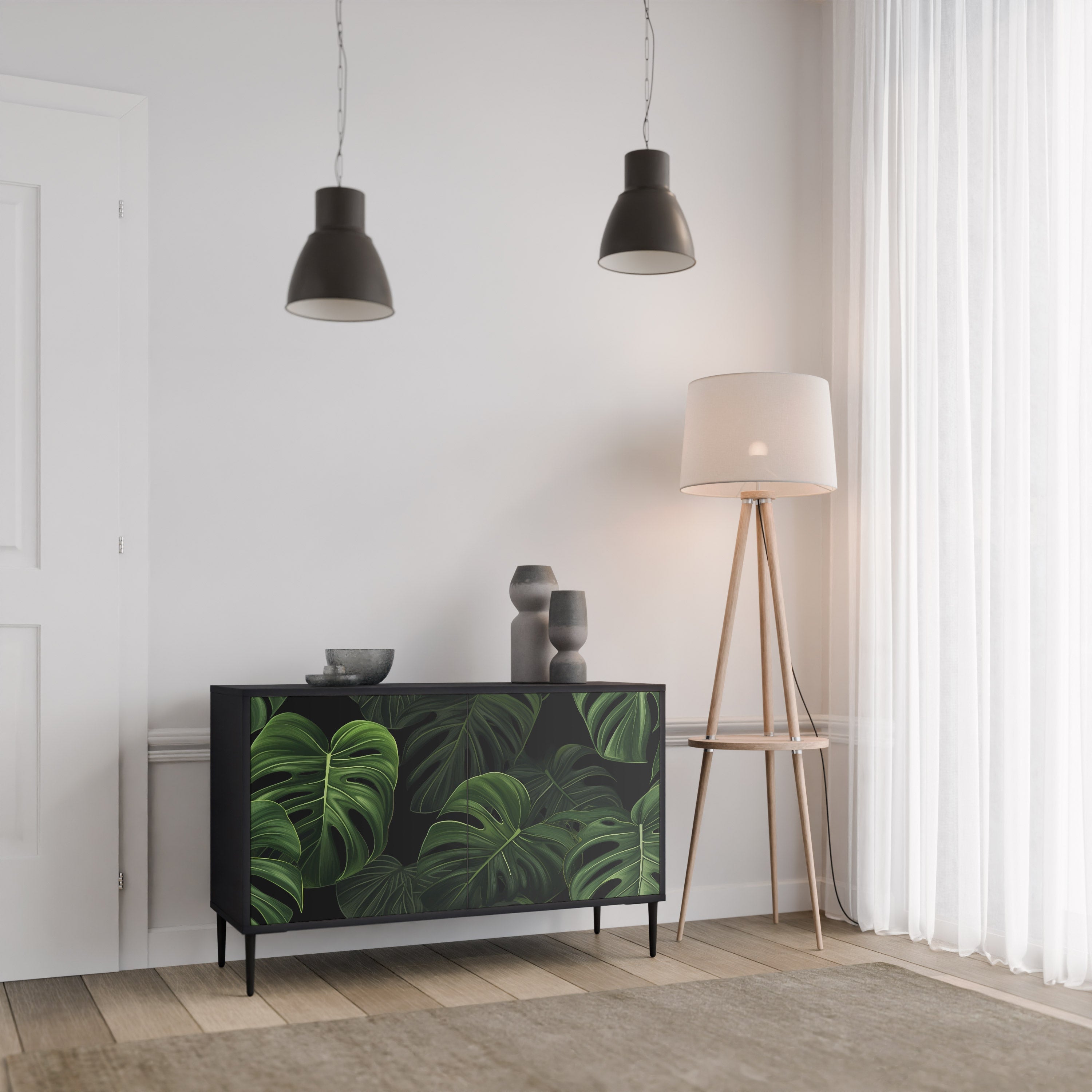 Buffet 2 portes INFINITE MONSTERA finition noire