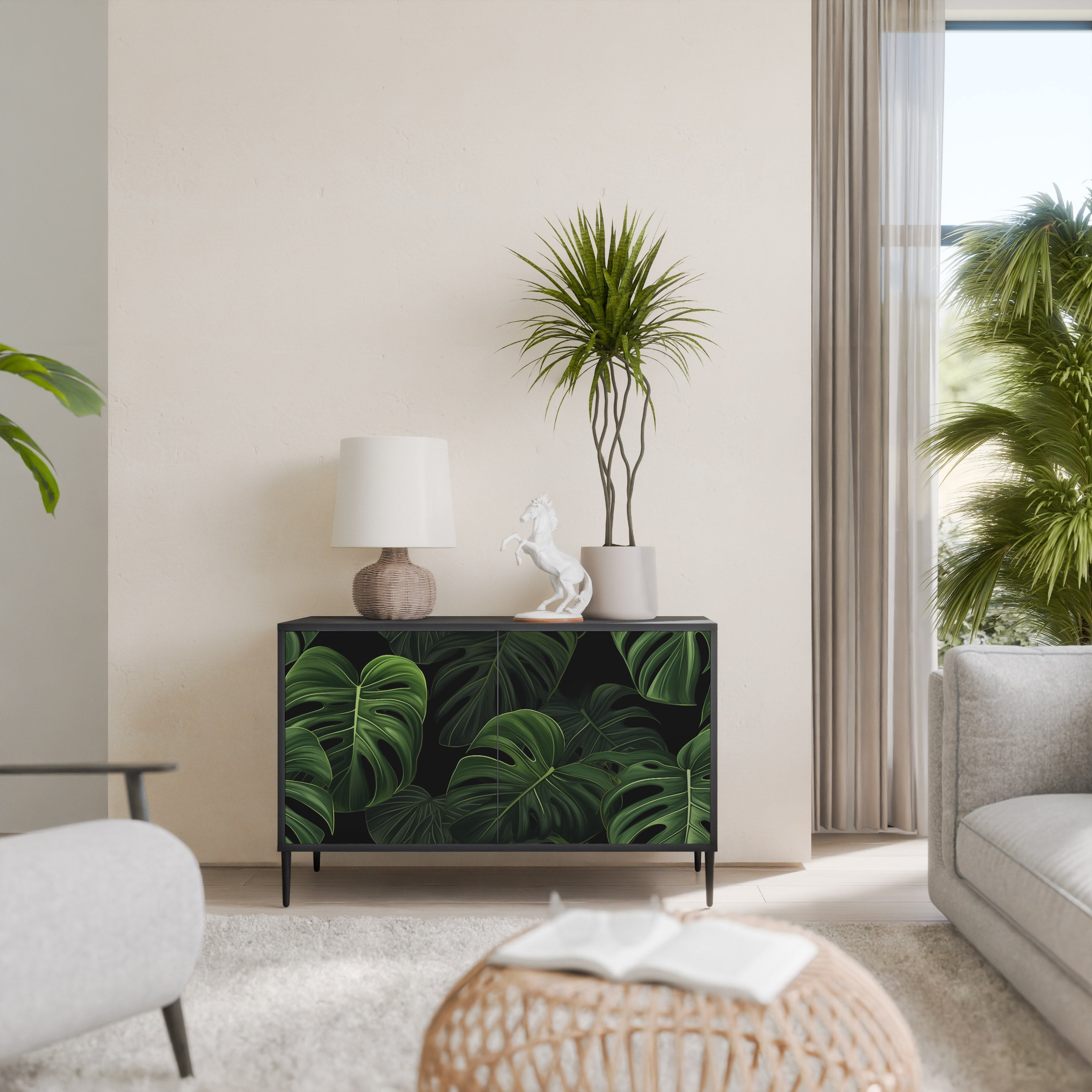 Buffet 2 portes INFINITE MONSTERA finition noire