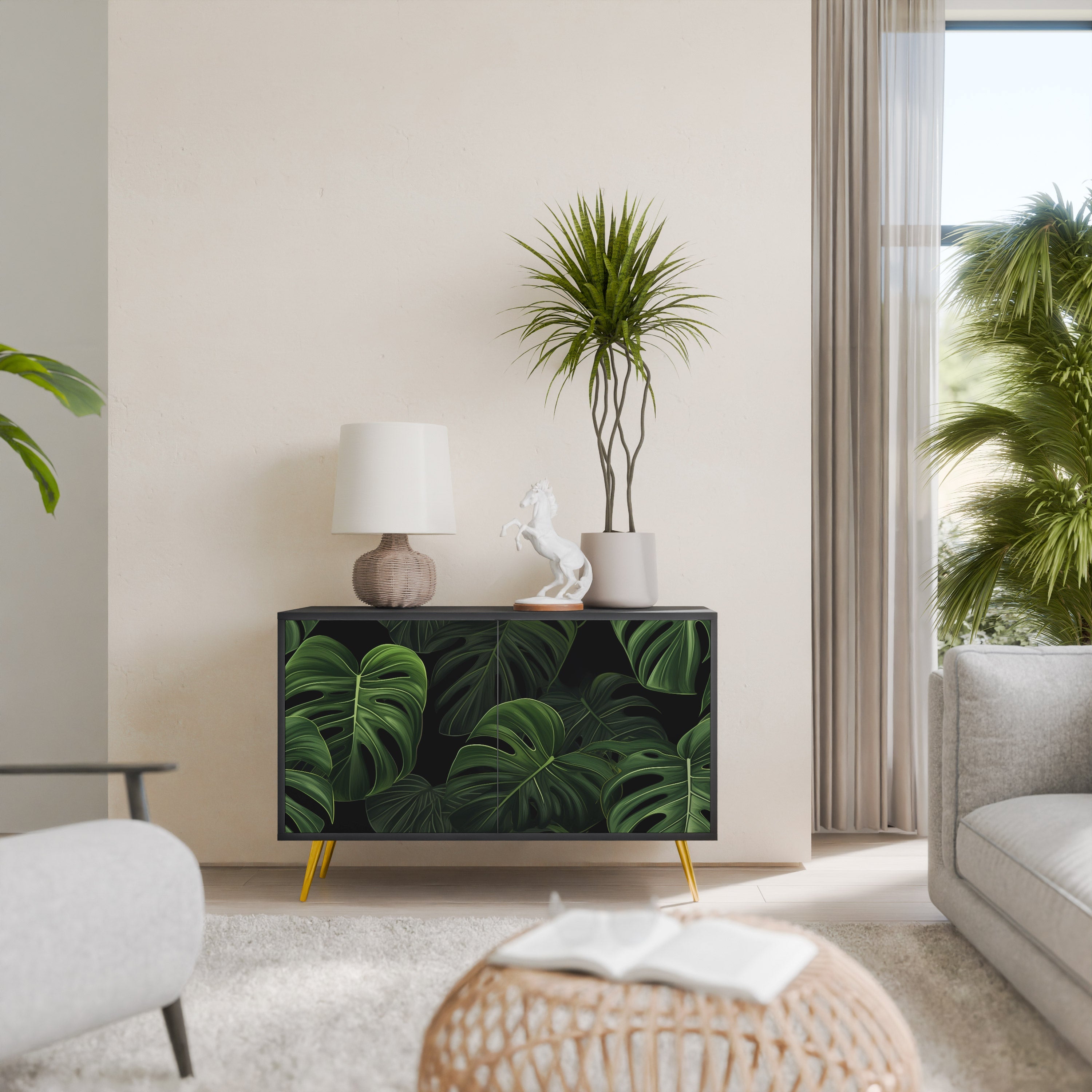 Buffet 2 portes INFINITE MONSTERA finition noire