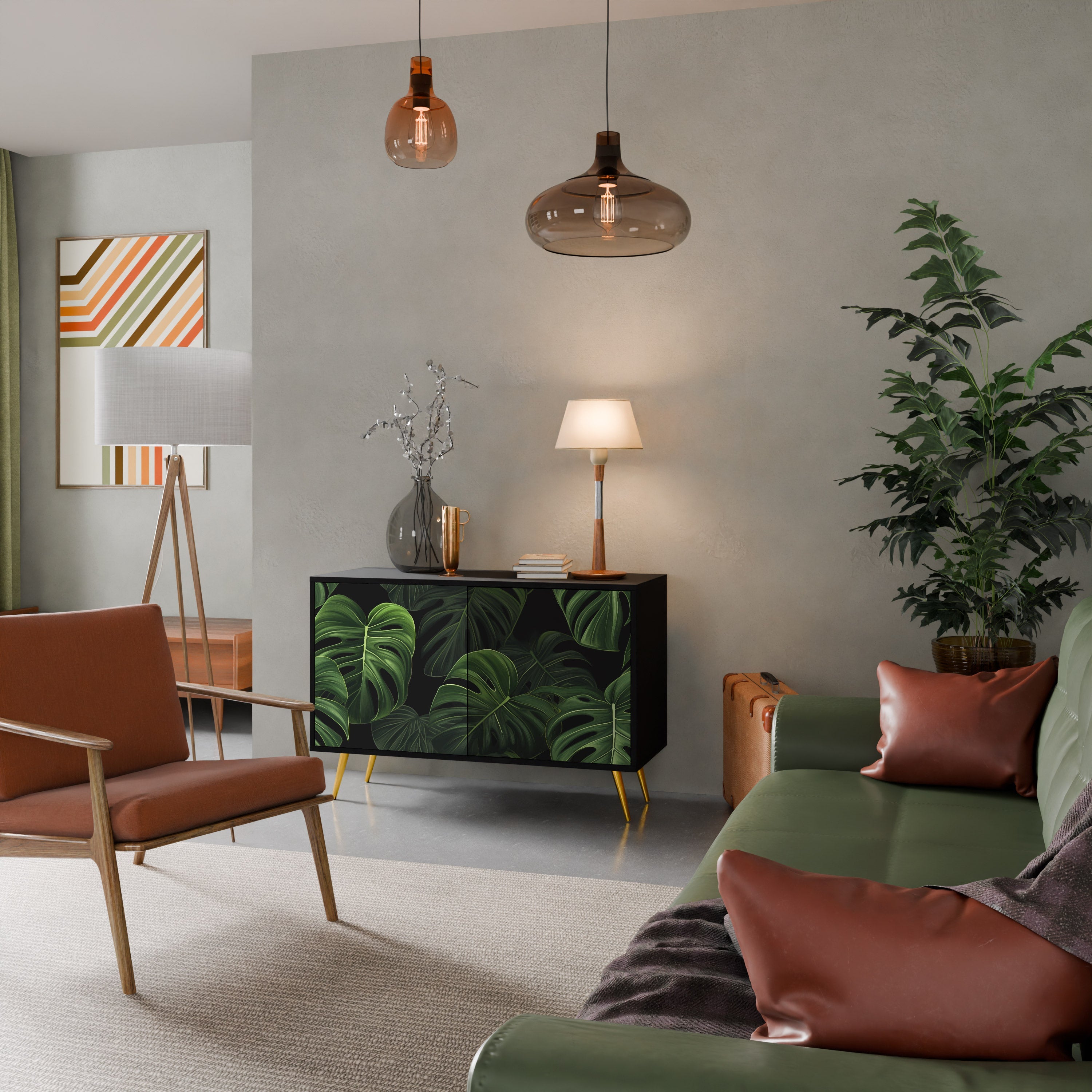 Buffet 2 portes INFINITE MONSTERA finition noire