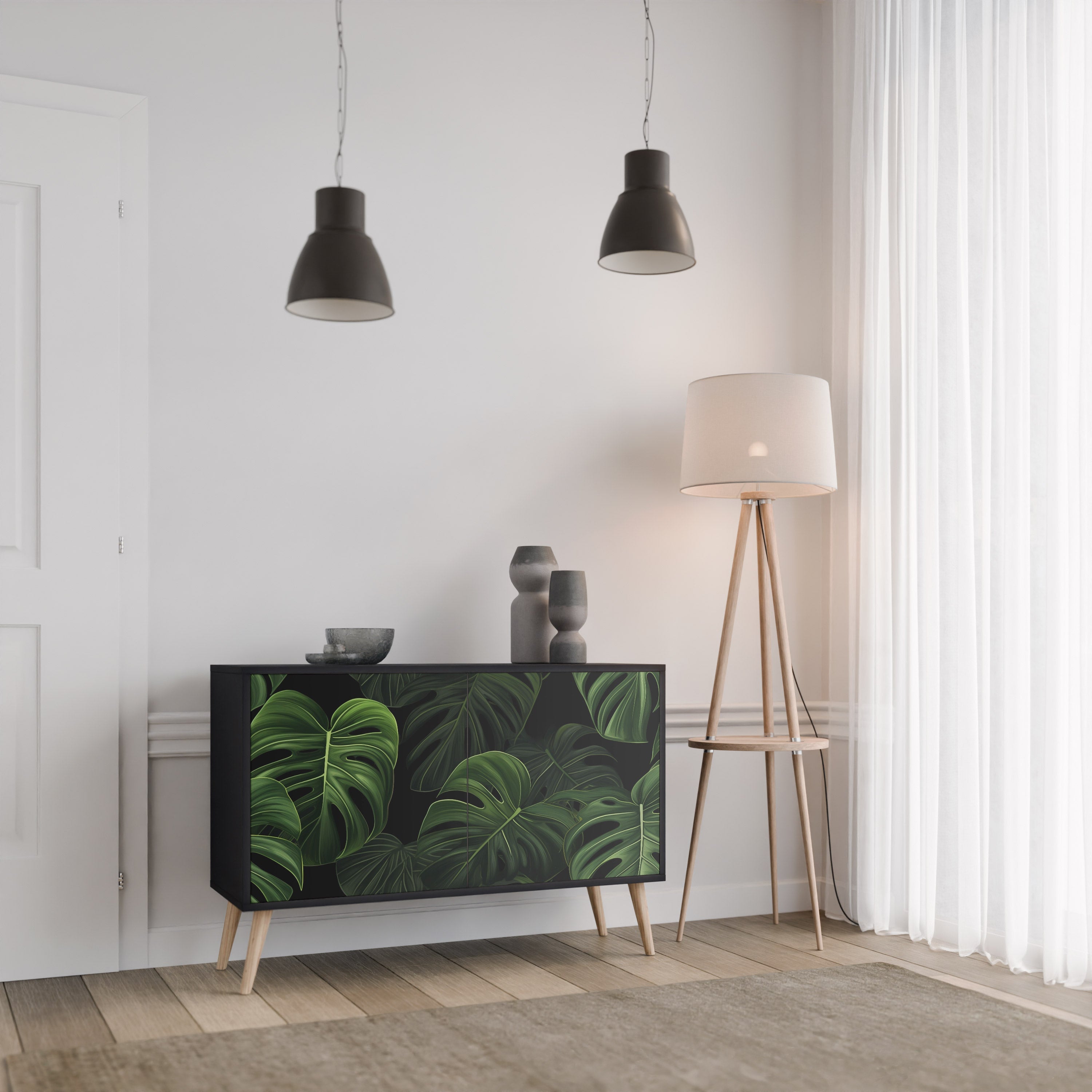 Buffet 2 portes INFINITE MONSTERA finition noire