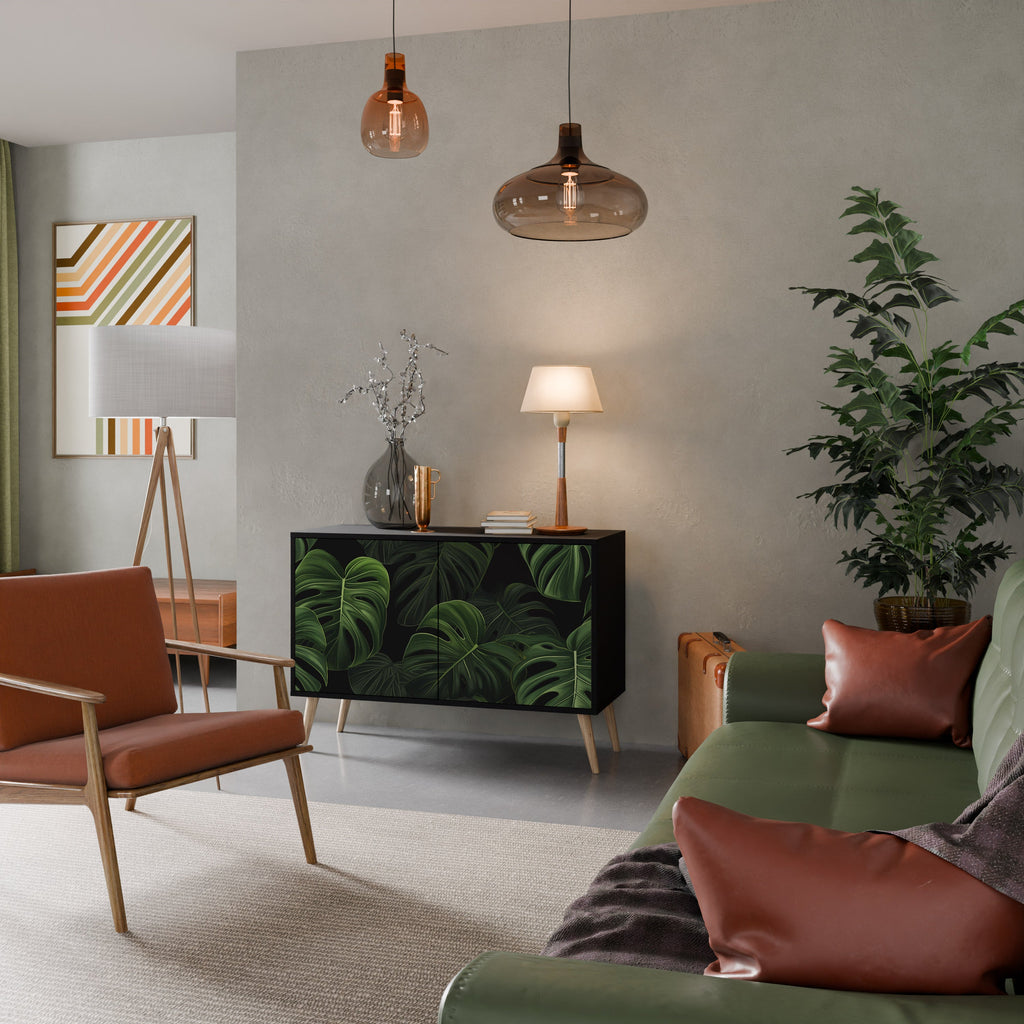 Buffet 2 portes INFINITE MONSTERA finition noire