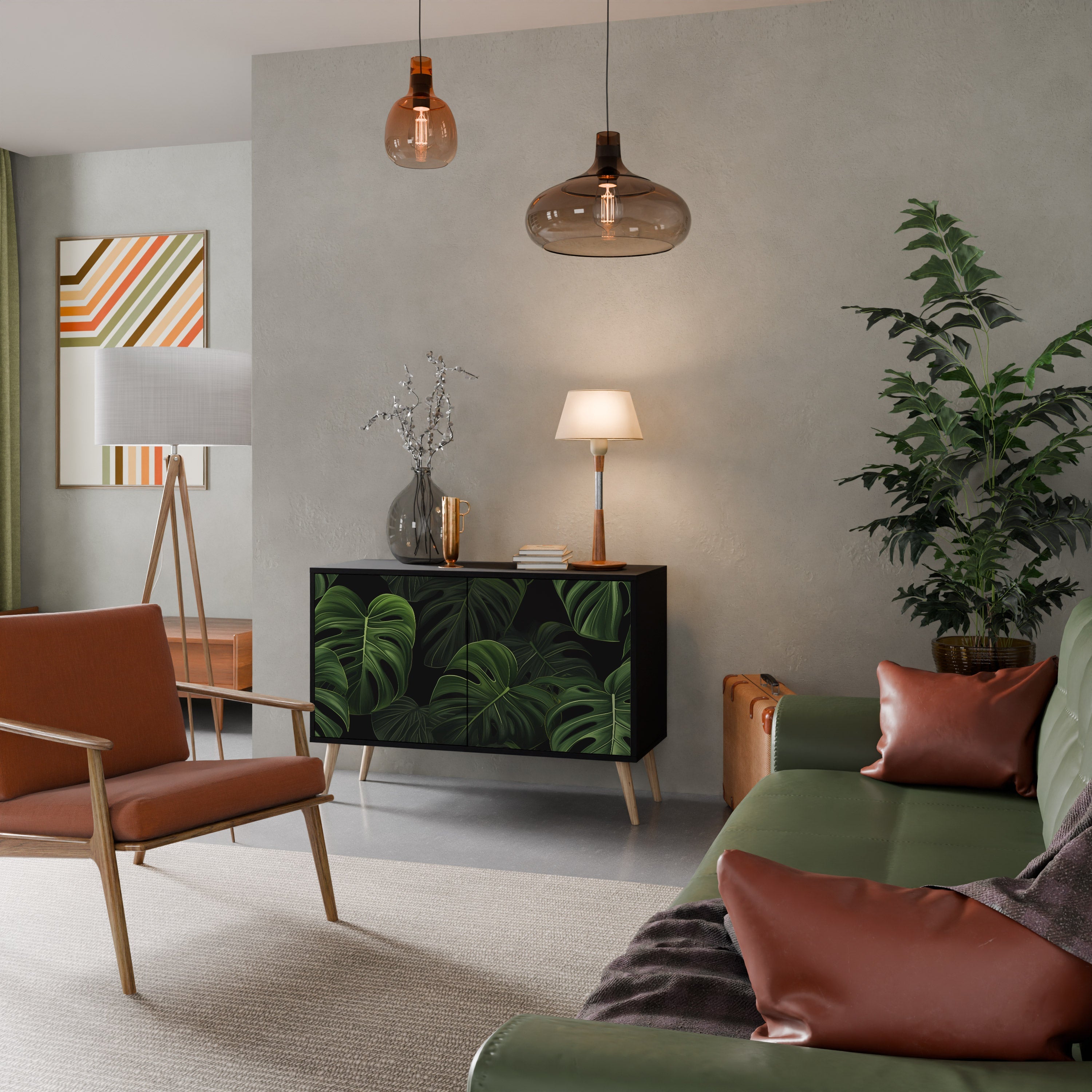 Buffet 2 portes INFINITE MONSTERA finition noire