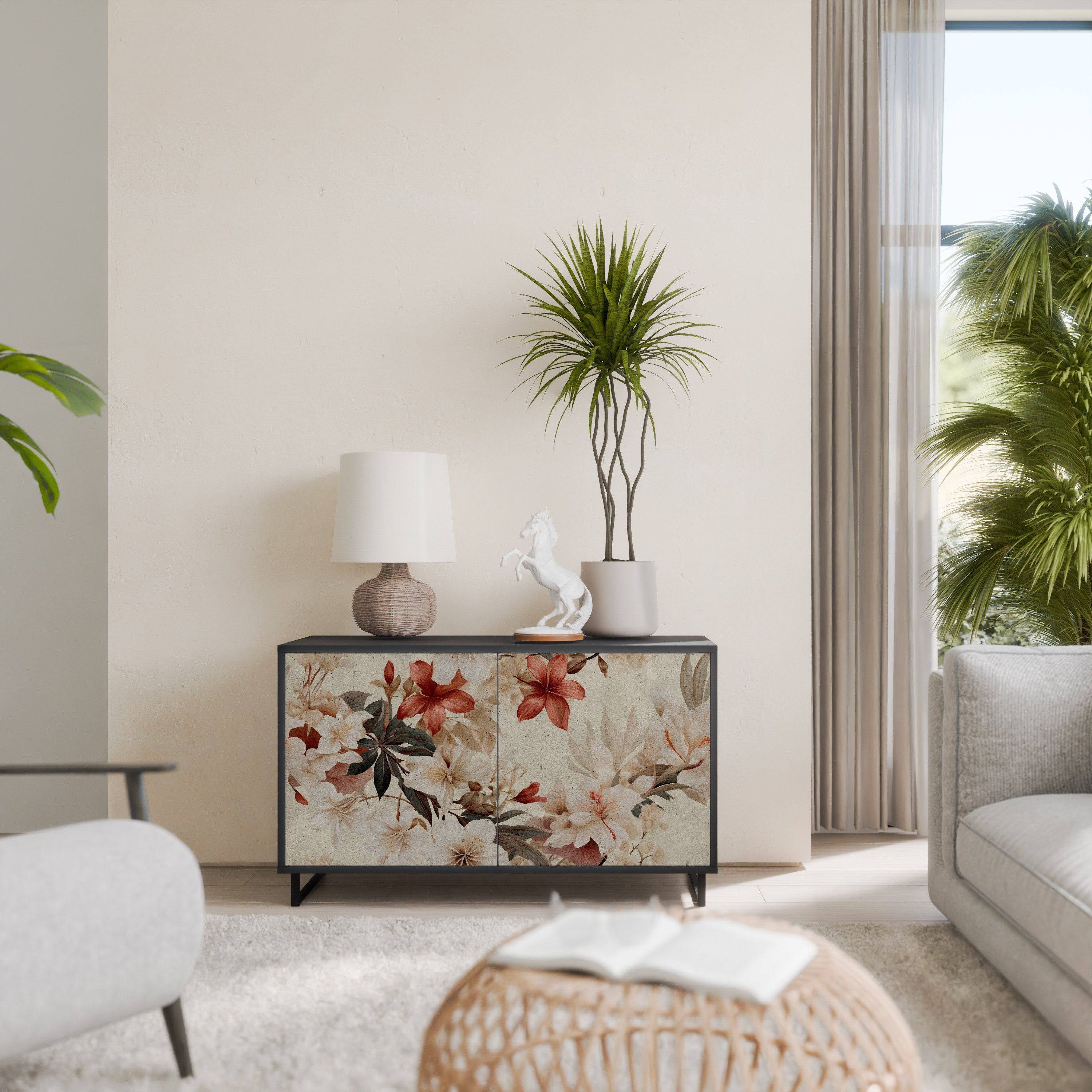 Buffet 2 portes PETAL HARMONY finition noire